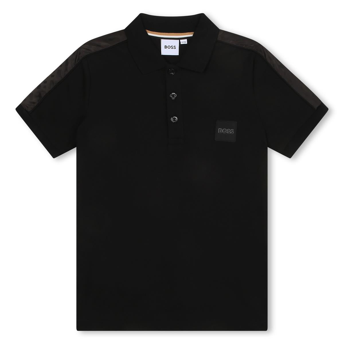Boys Black Cotton Polo Shirt