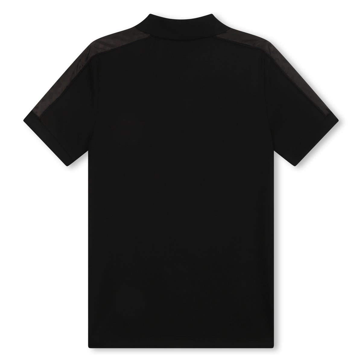 Boys Black Cotton Polo Shirt