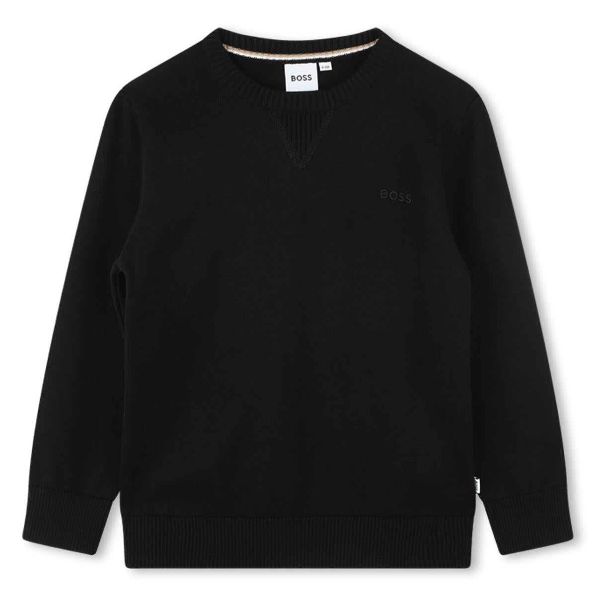 Boys Black Cotton Sweater