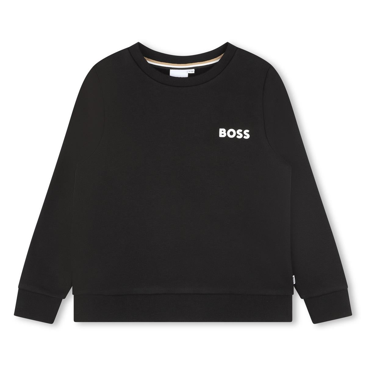 Boys Black Logo Cotton Sweatshirt