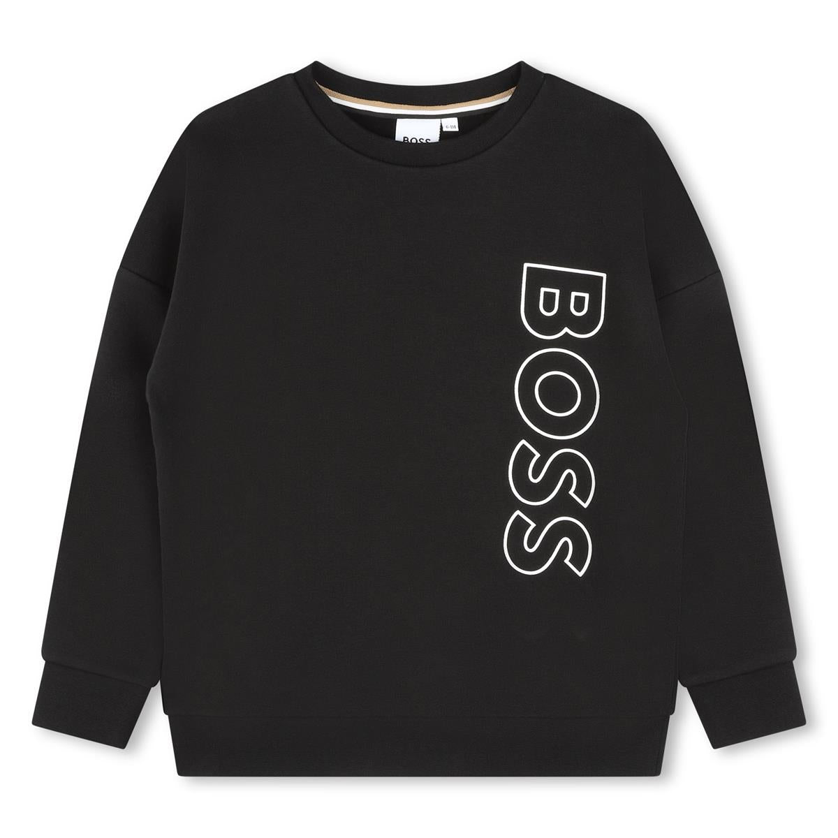 Boys Black Logo Cotton Sweatshirt
