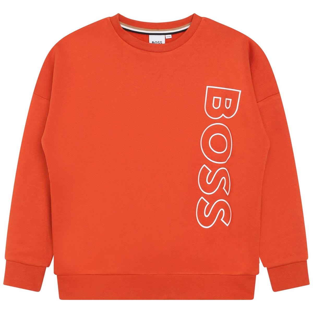 Boys Orange Logo Cotton Sweatshirt