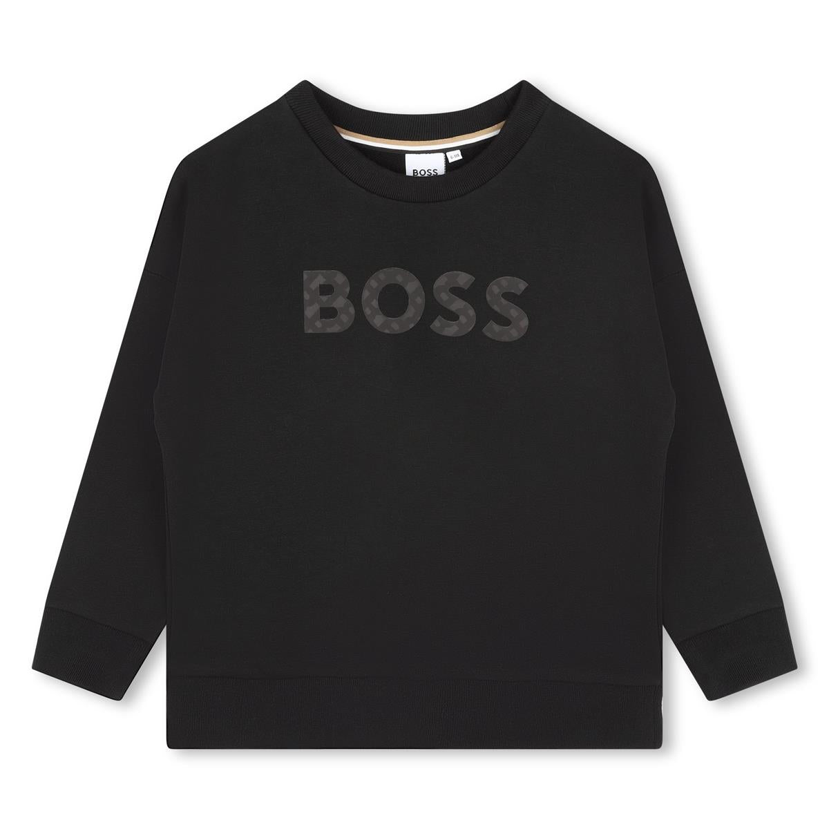 Boys Black Logo Cotton Sweatshirt