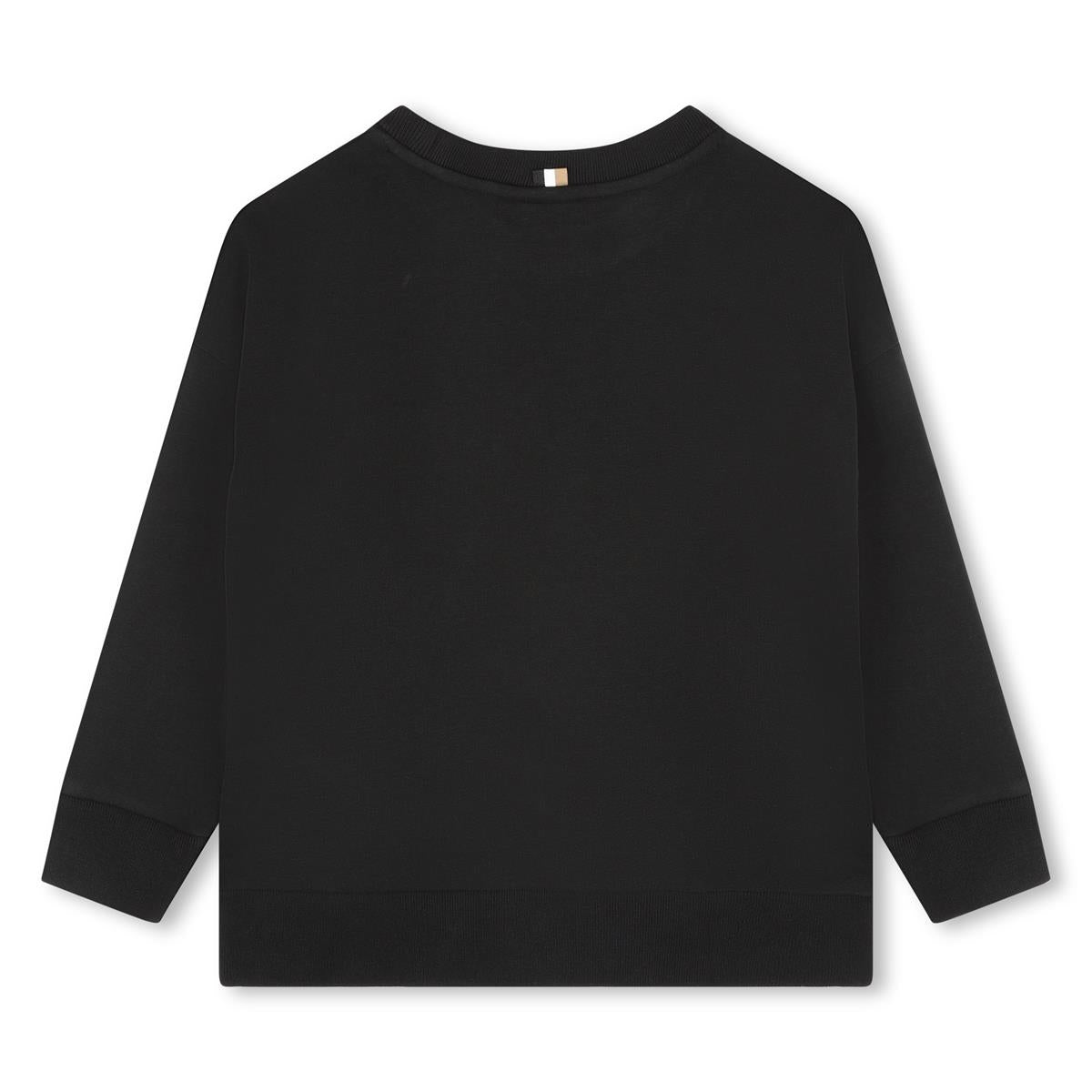 Boys Black Logo Cotton Sweatshirt