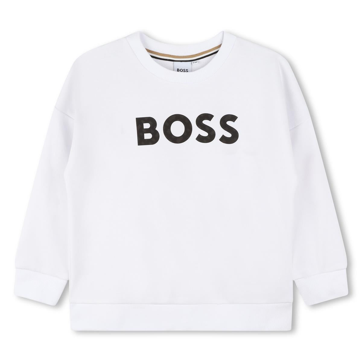 Boys White Logo Cotton Sweatshirt