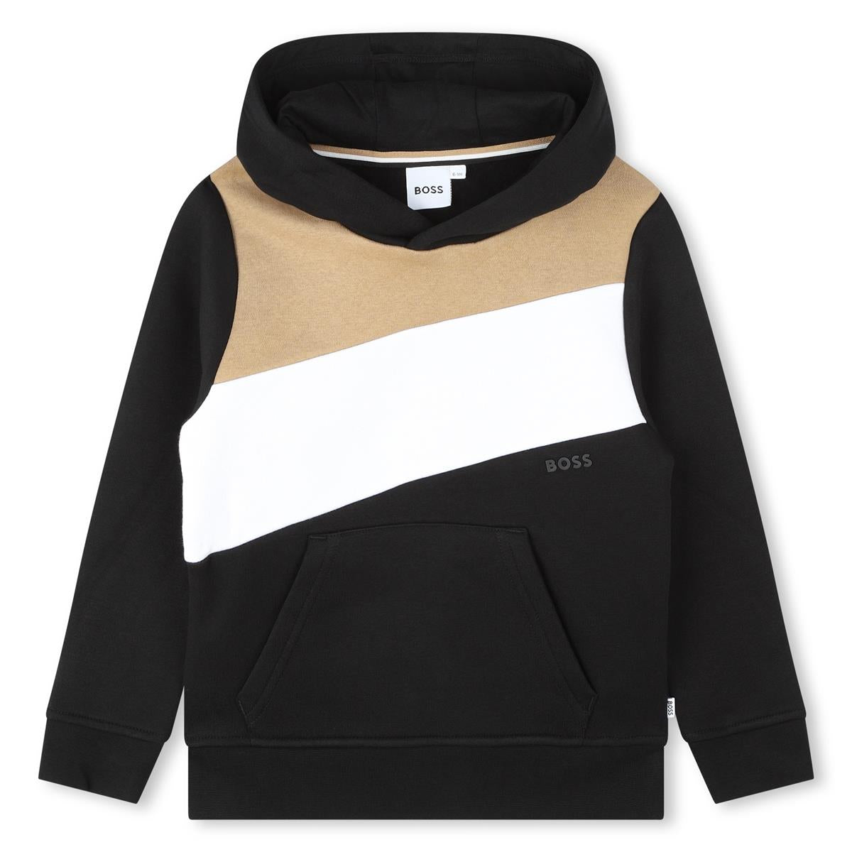 Boys Black Hooded Cotton Sweatshirt