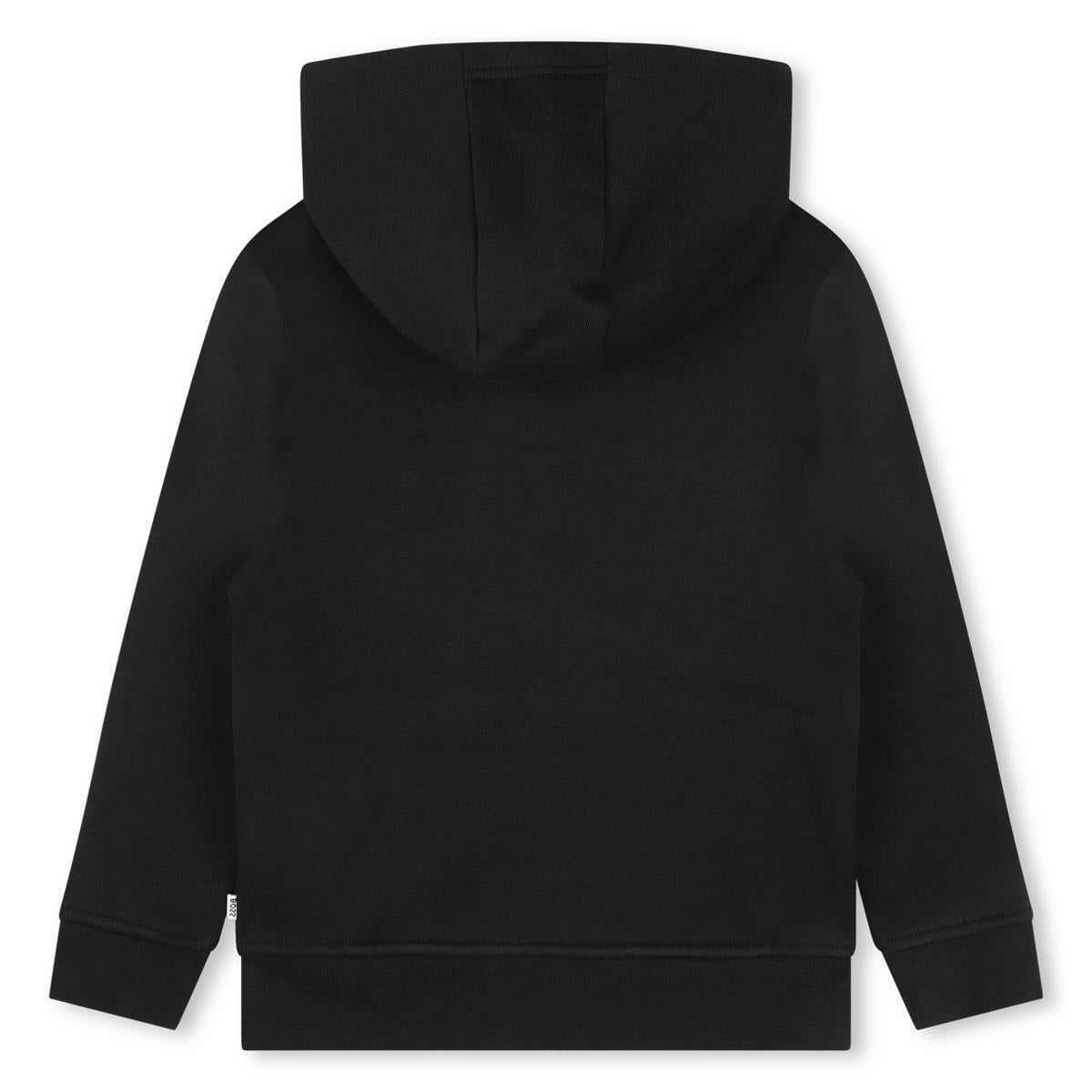 Boys Black Hooded Cotton Sweatshirt
