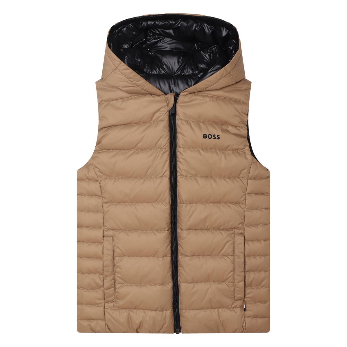 Boys Beige Reversible Padded Gilet