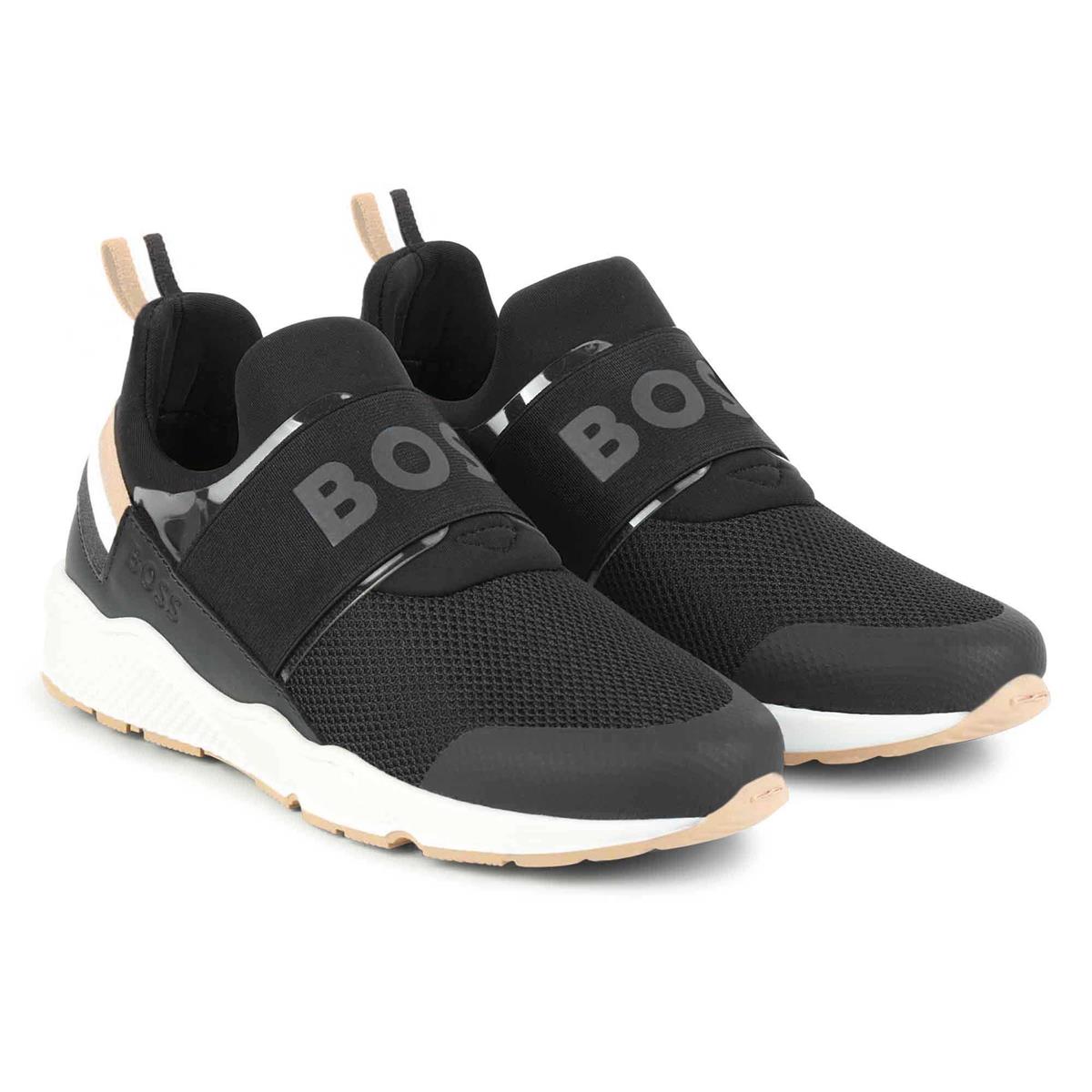 Boys Black Logo Shoes