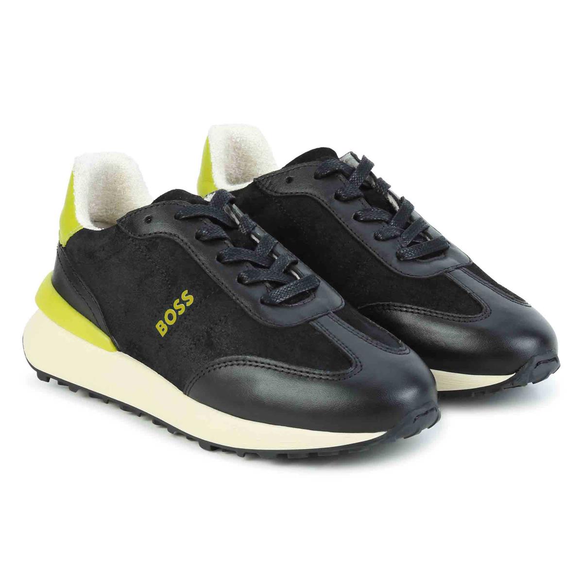 Boys Black Logo Shoes