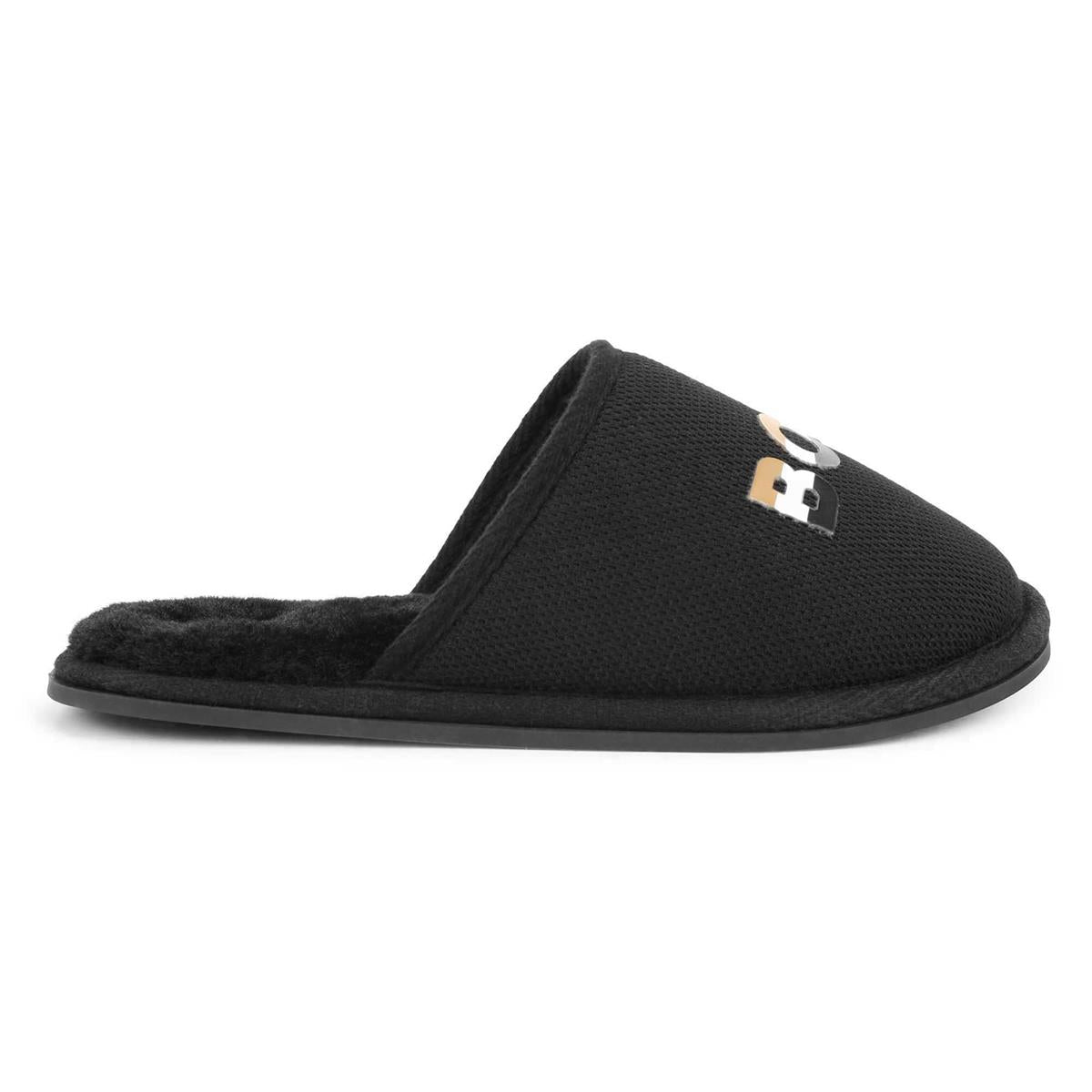 Boys Black Logo Slippers