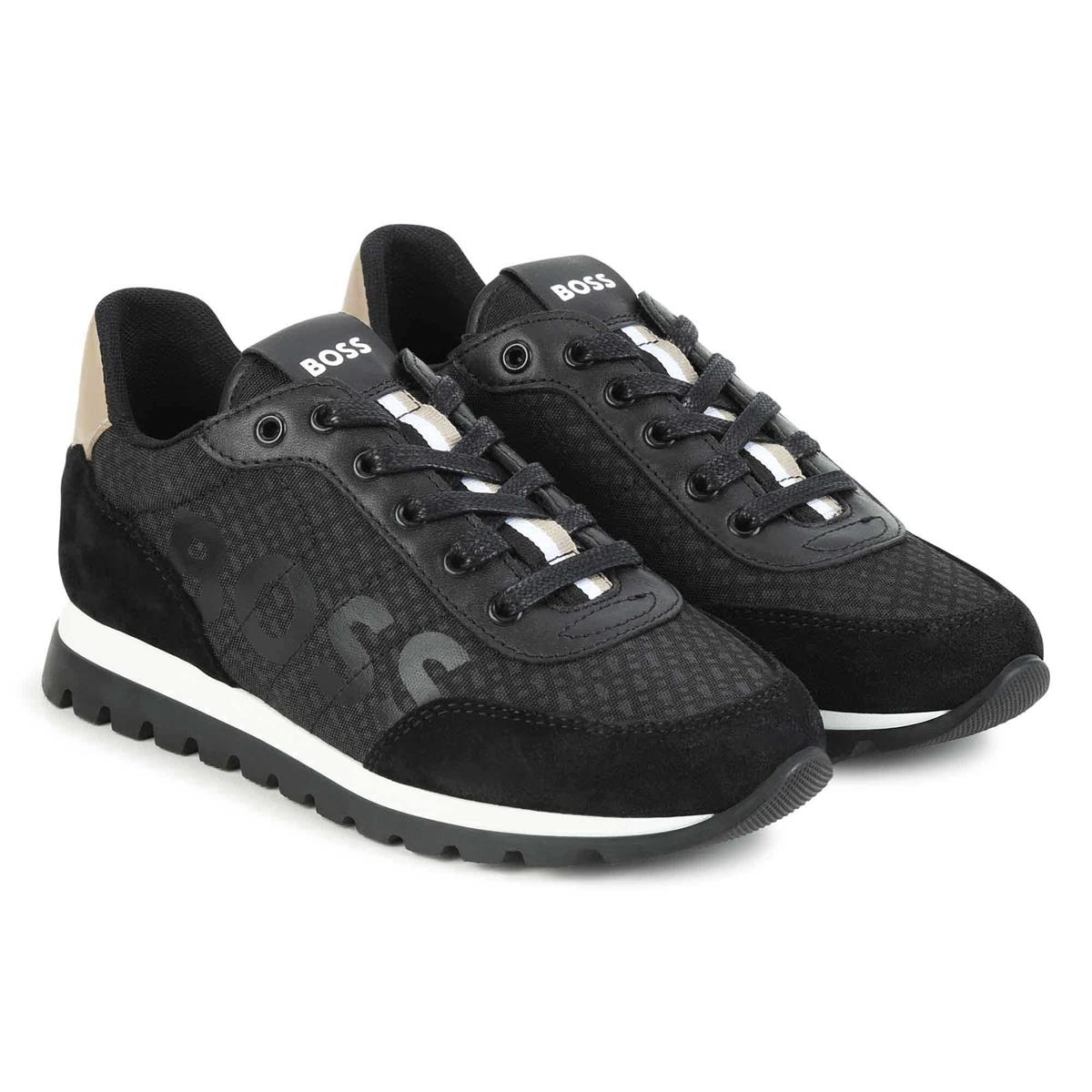Boys Black Logo Shoes