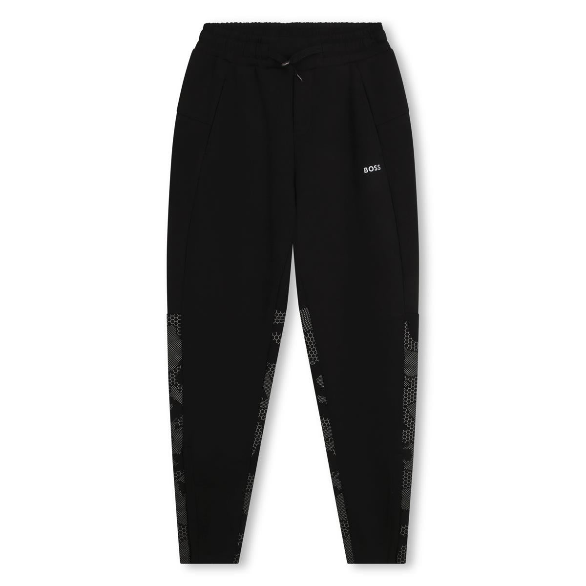 Boys Black Logo Cotton Trousers
