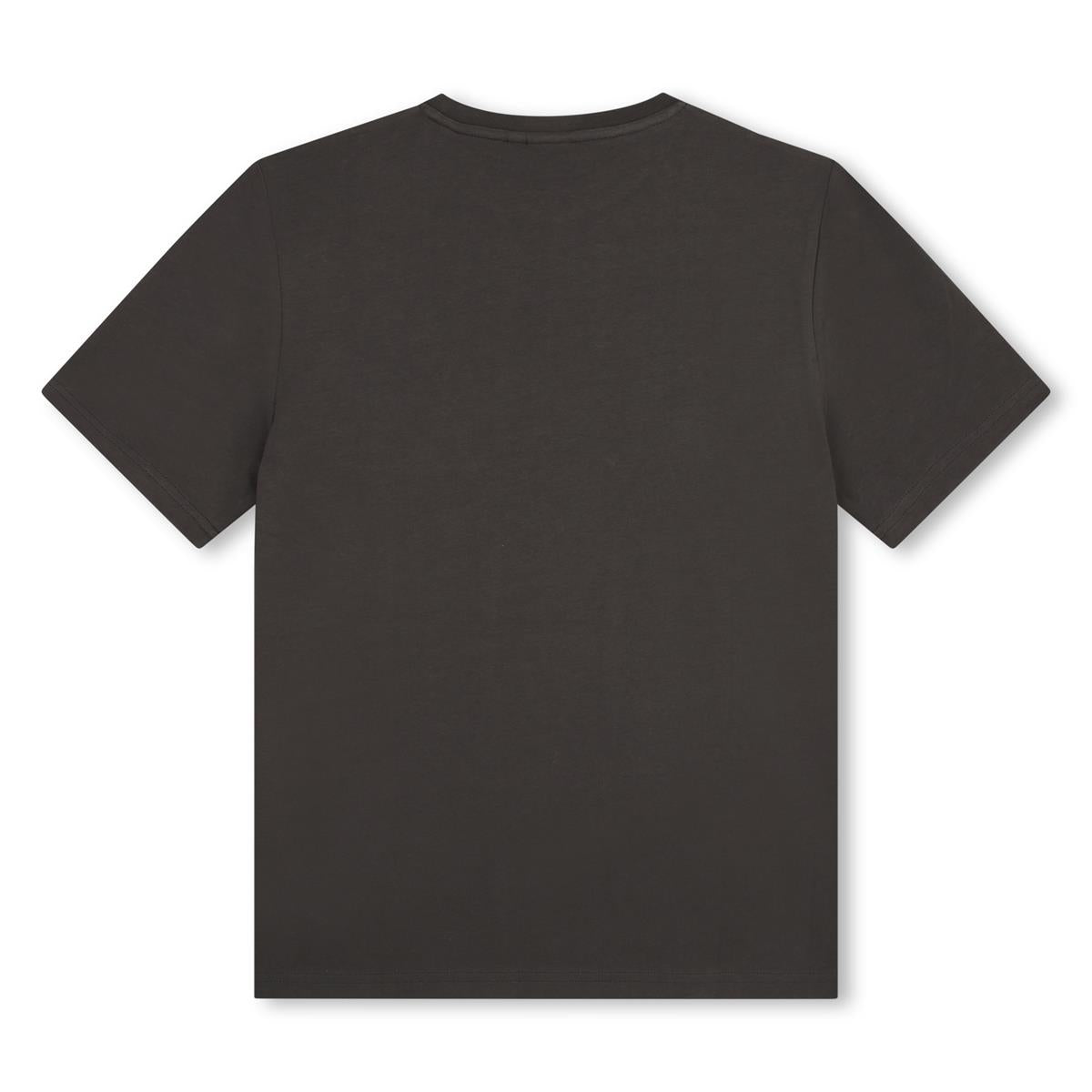 Boys Dark Grey Logo Cotton T-Shirt