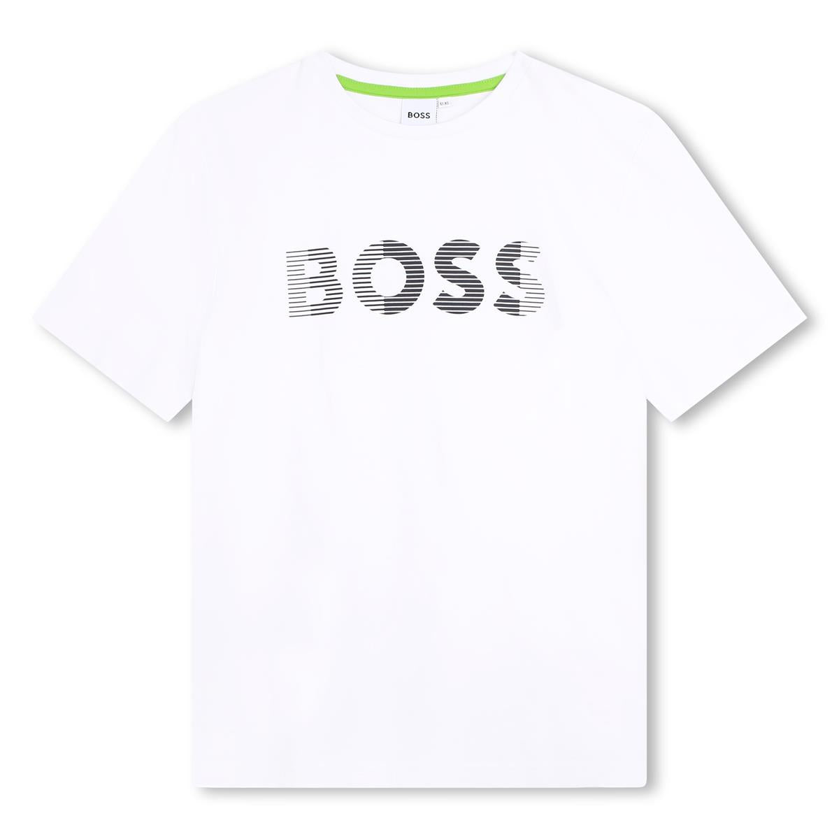 Boys White Logo Cotton T-Shirt