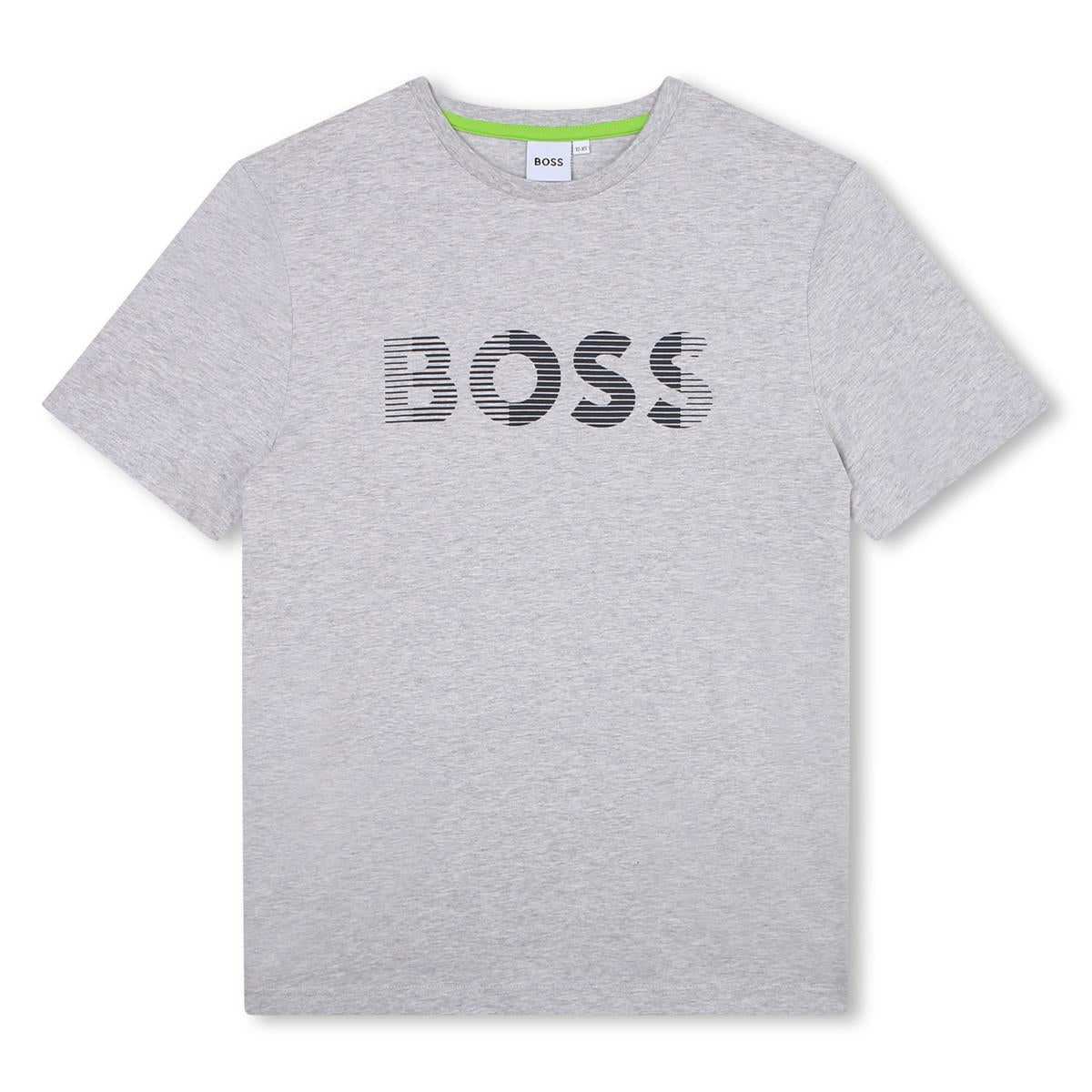 Boys Grey Logo Cotton T-Shirt