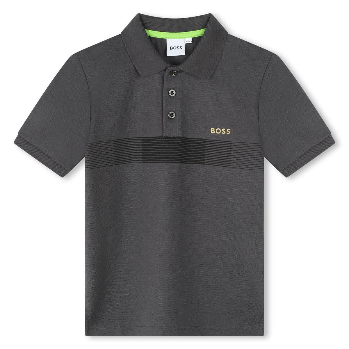 Boys Grey Cotton Polo Shirt