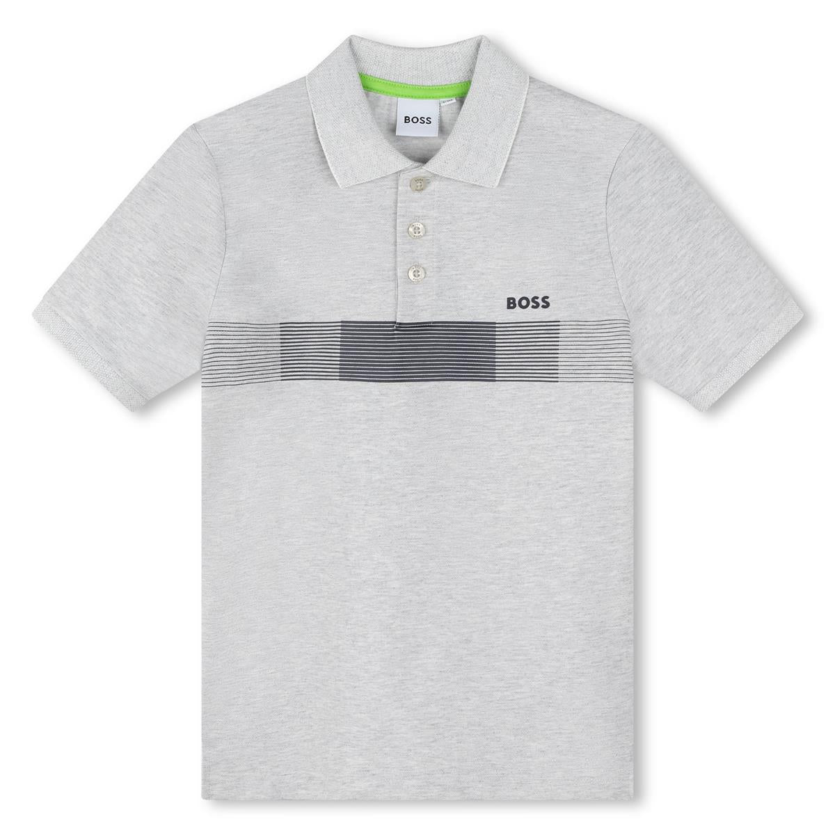 Boys Grey Cotton Polo Shirt