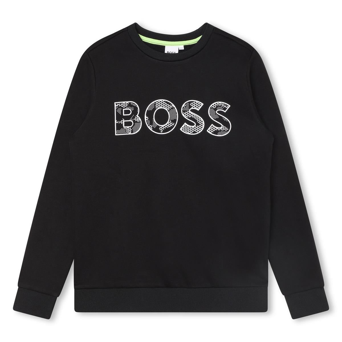 Boys Black Logo Cotton Sweatshirt