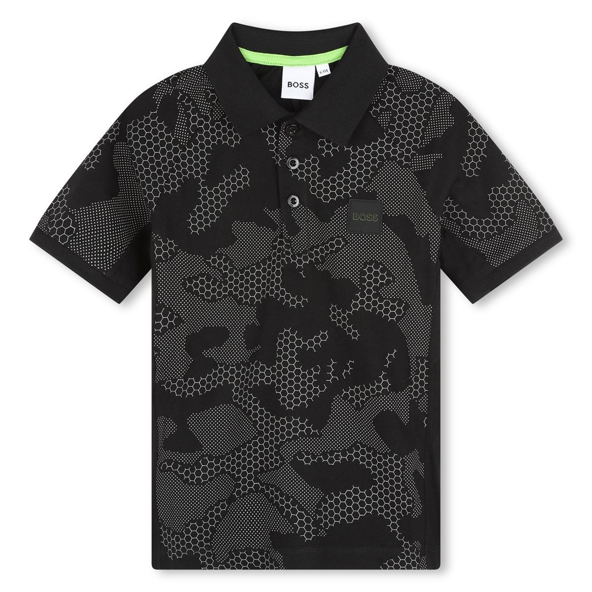Boys Black Cotton Polo Shirt