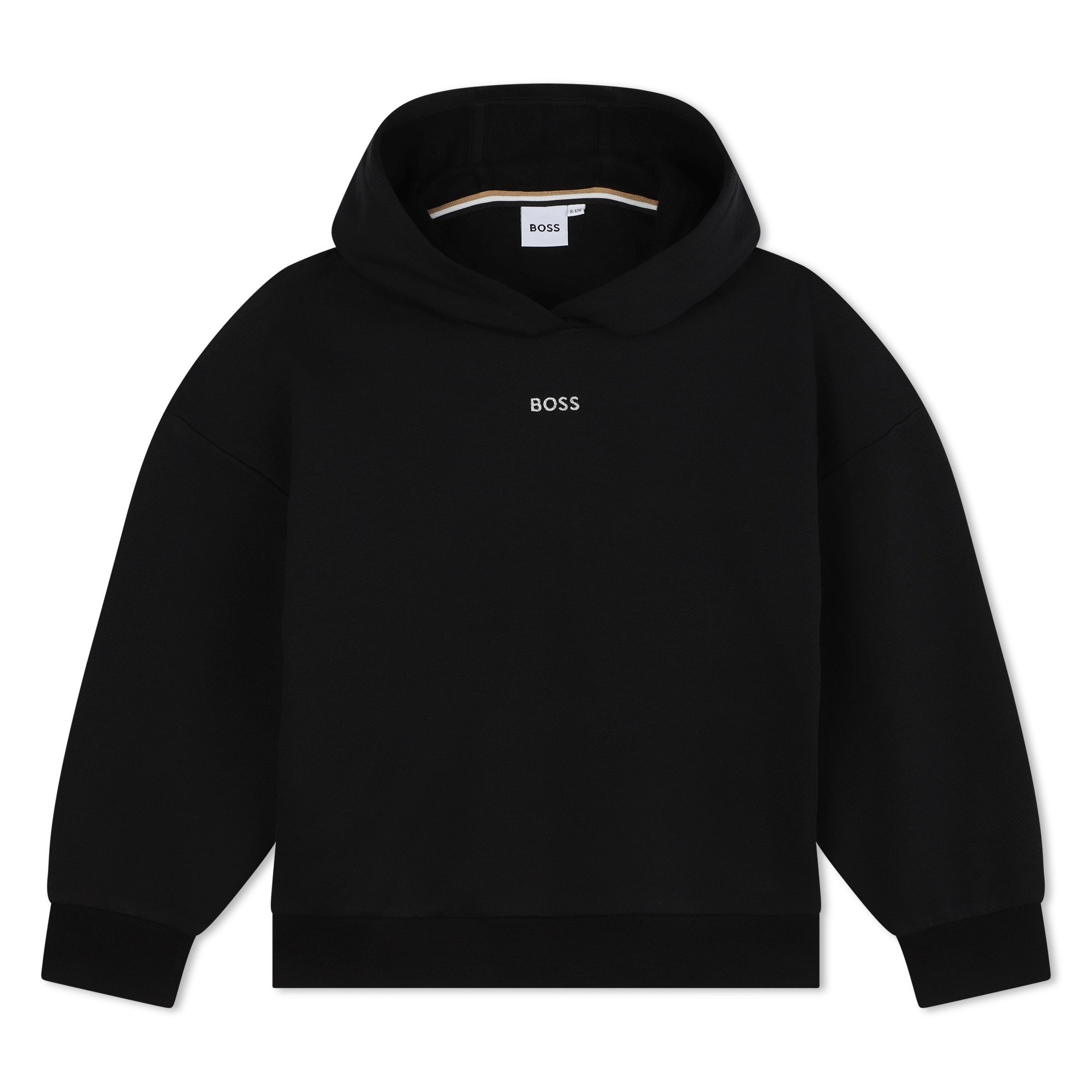 Boys Black Hooded Cotton Sweatshirt