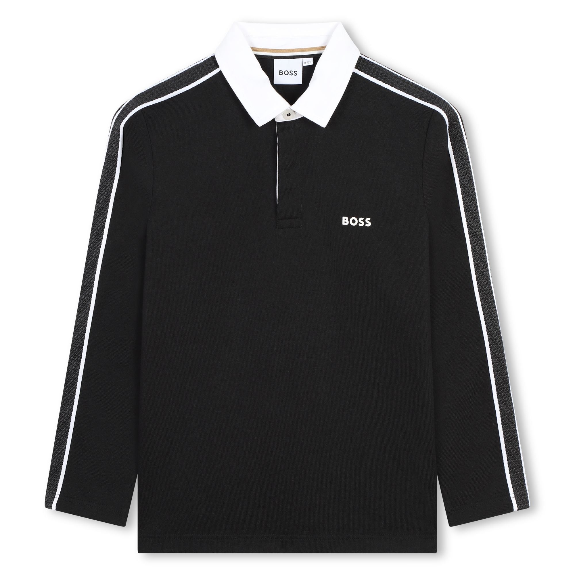 Boys Black Cotton Polo Shirt