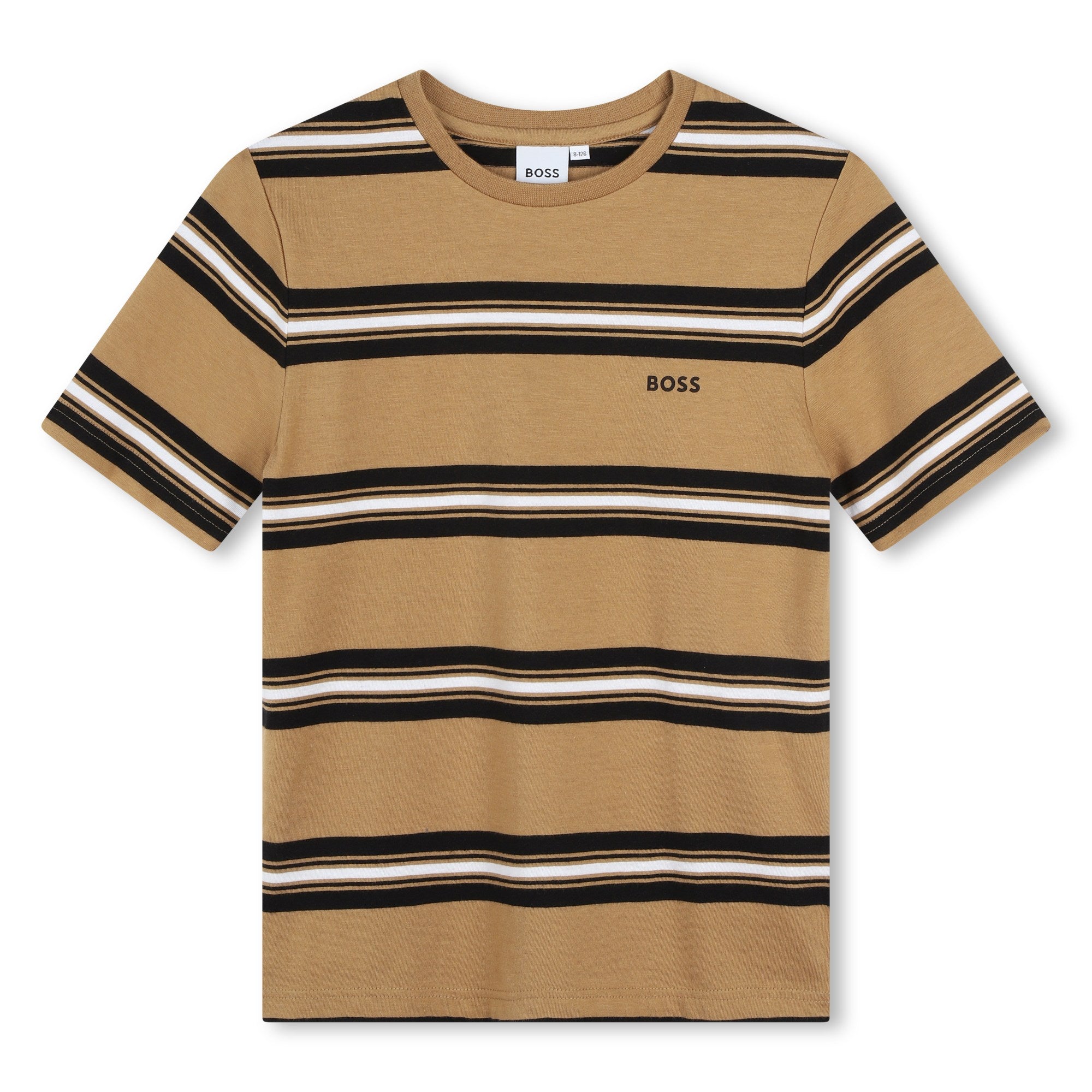 Boys Camel Stripes Cotton T-Shirt