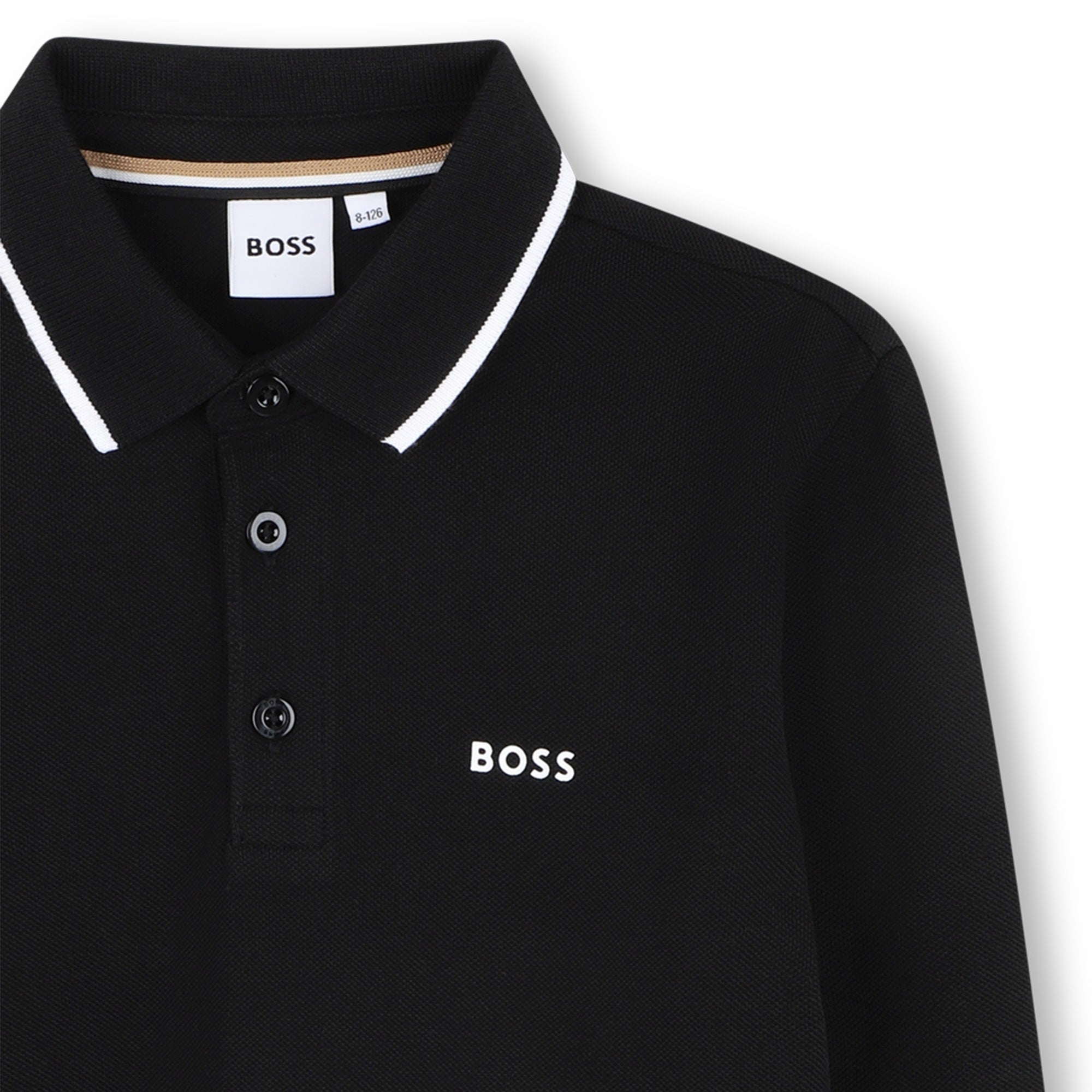Boys Black Logo Cotton Polo Shirt