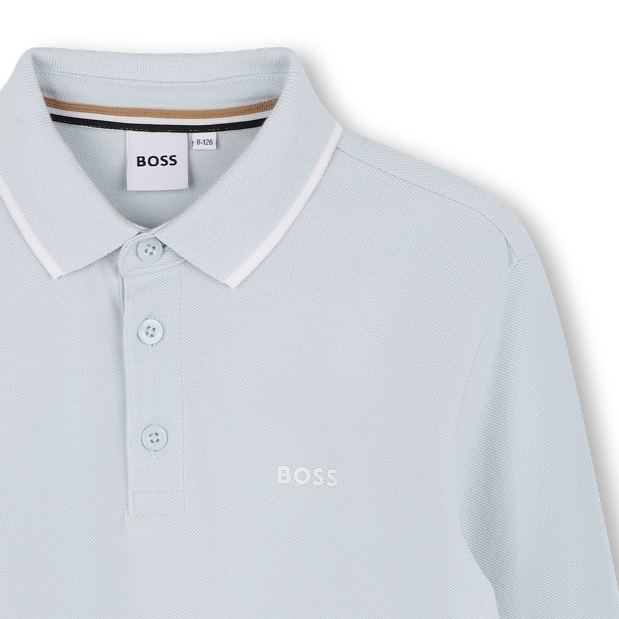 Boys Pale Blue Logo Cotton Polo Shirt