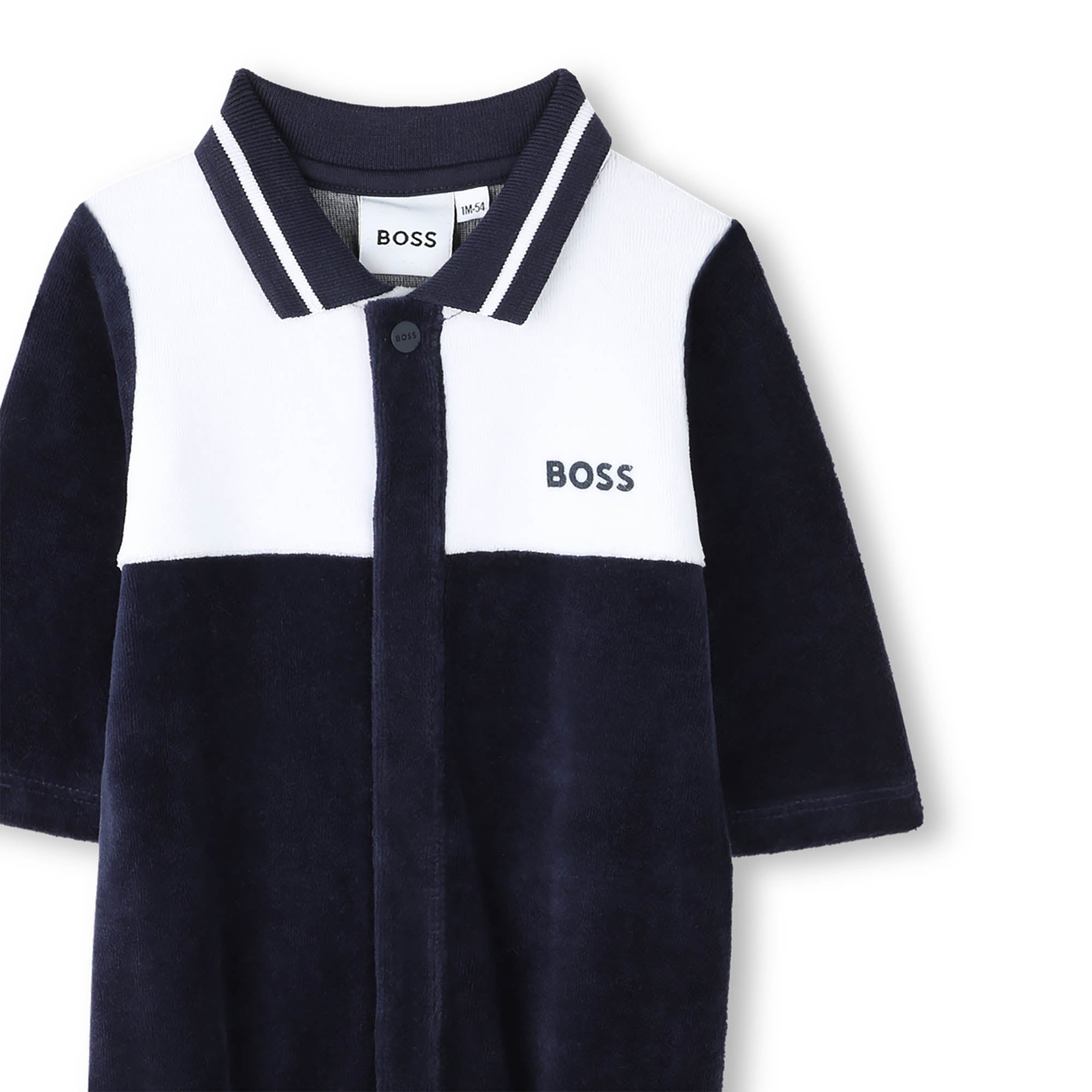 Baby Boys Dark Blue Velvet Babysuit