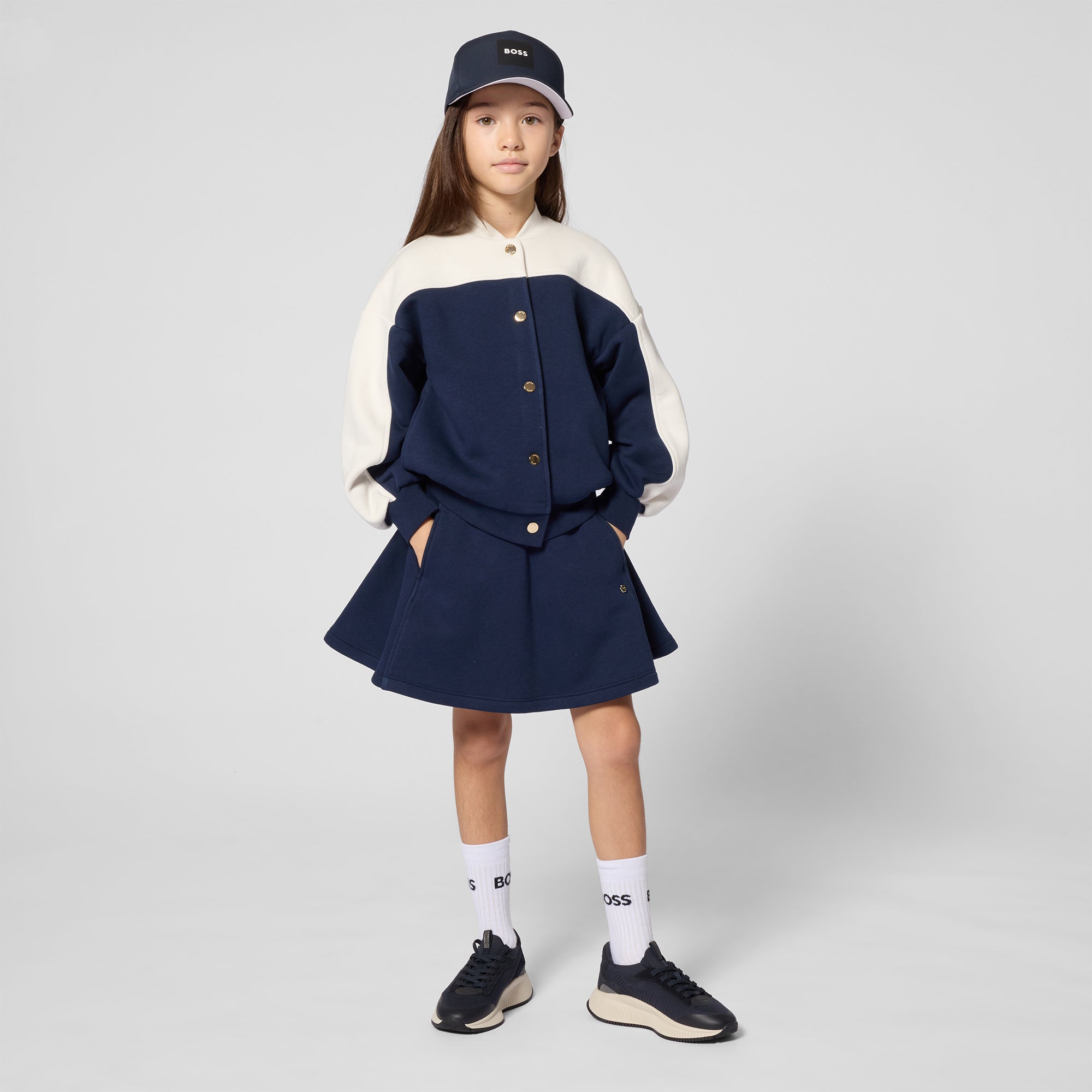 Girls Dark Blue Cotton Skirt