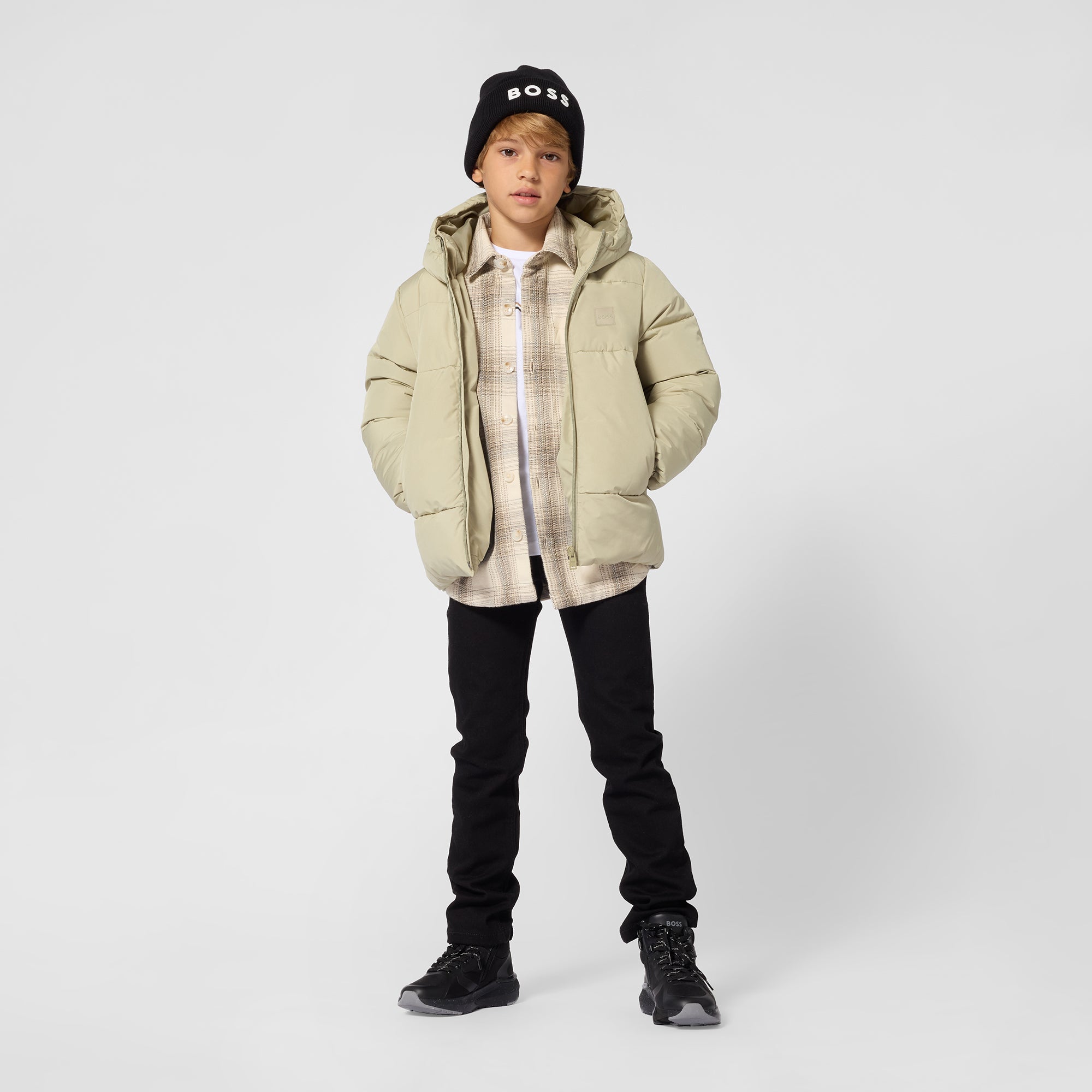 Boys Black Logo Knit Hat