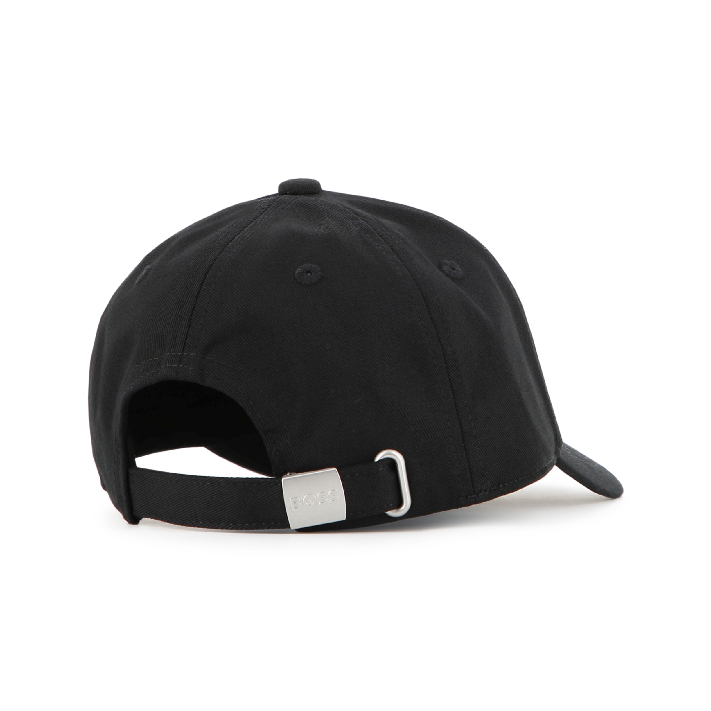 Boys Black Embroidered Logo Cotton Cap