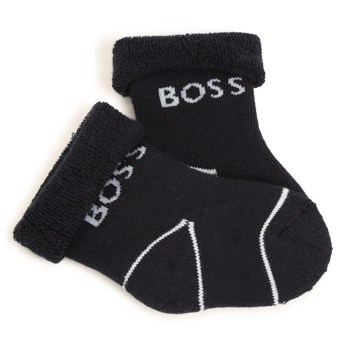 Baby Boys White Logo Cotton Socks(2 Pack)
