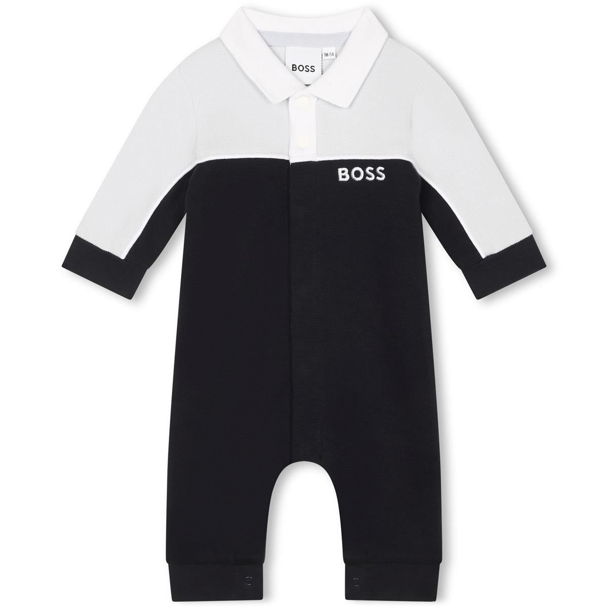 Baby Boys White Cotton Babysuit