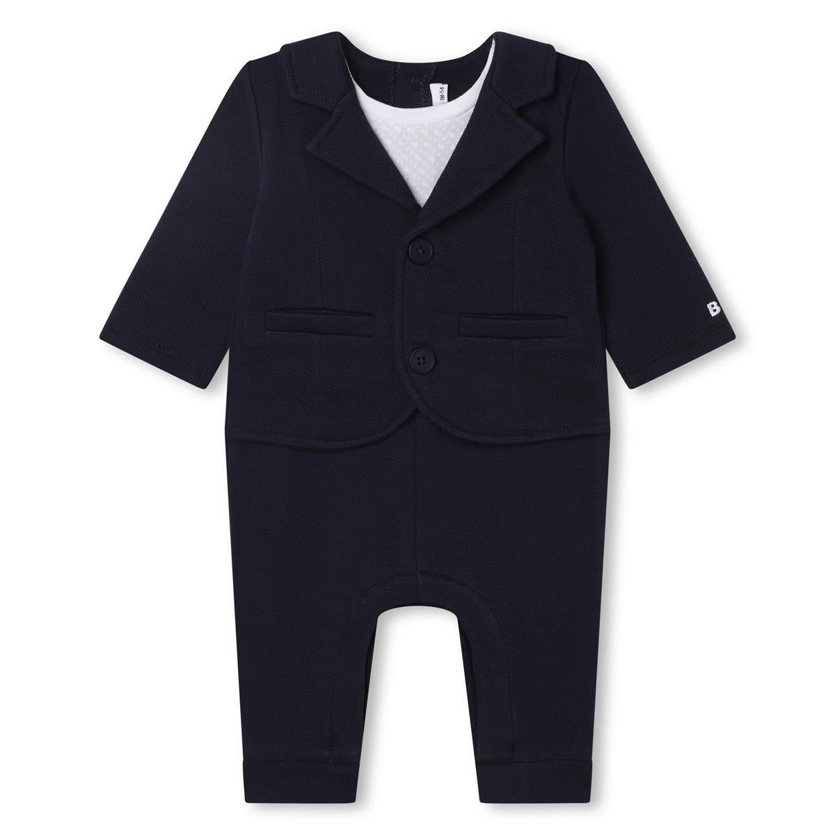 Baby Boys Navy Cotton Babysuit