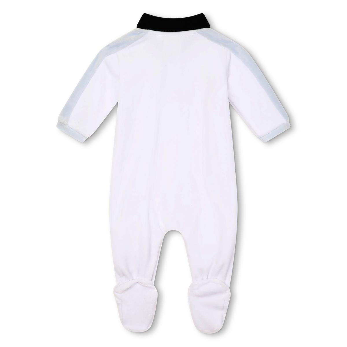 Baby Boys White Cotton Babysuit