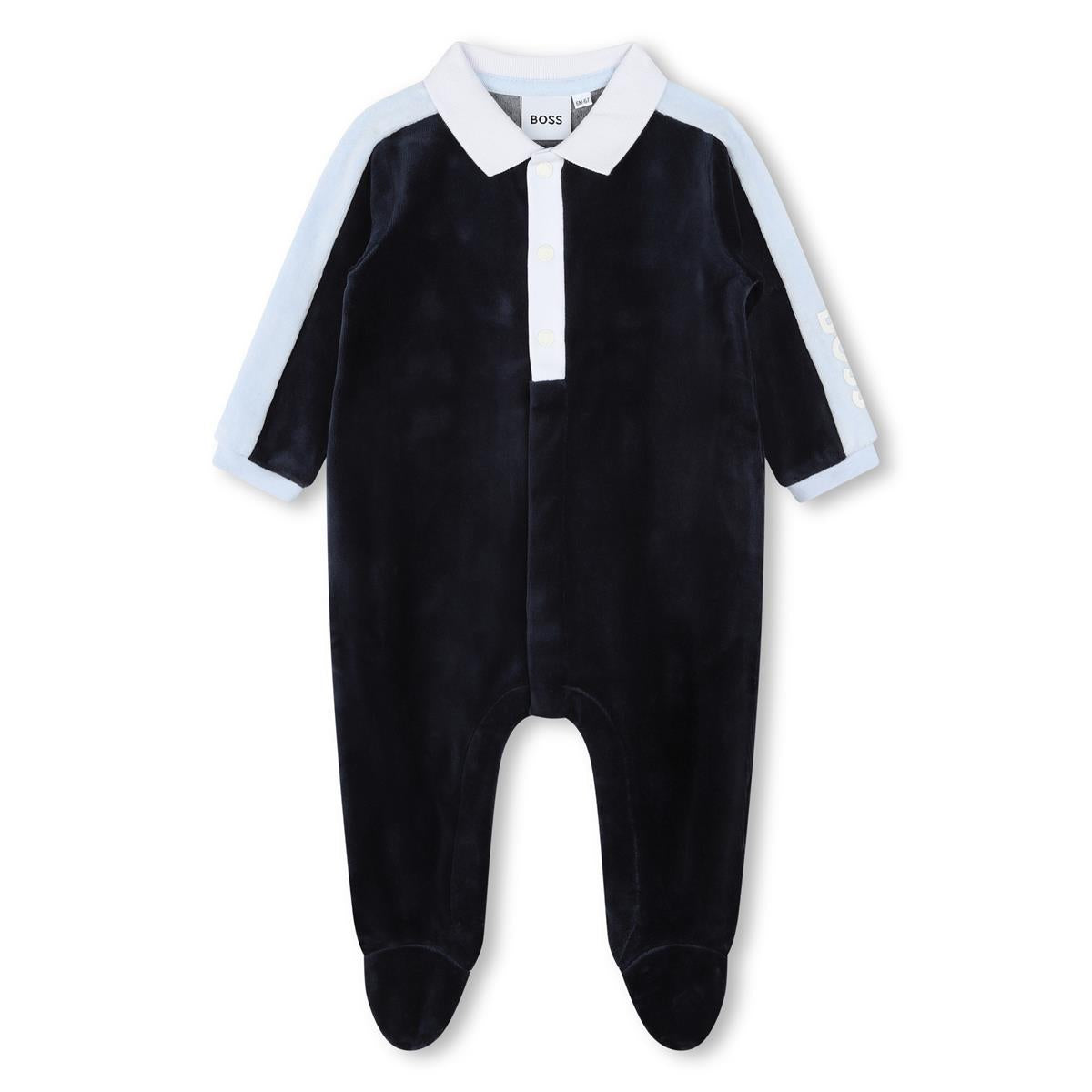 Baby Boys Navy Cotton Babysuit