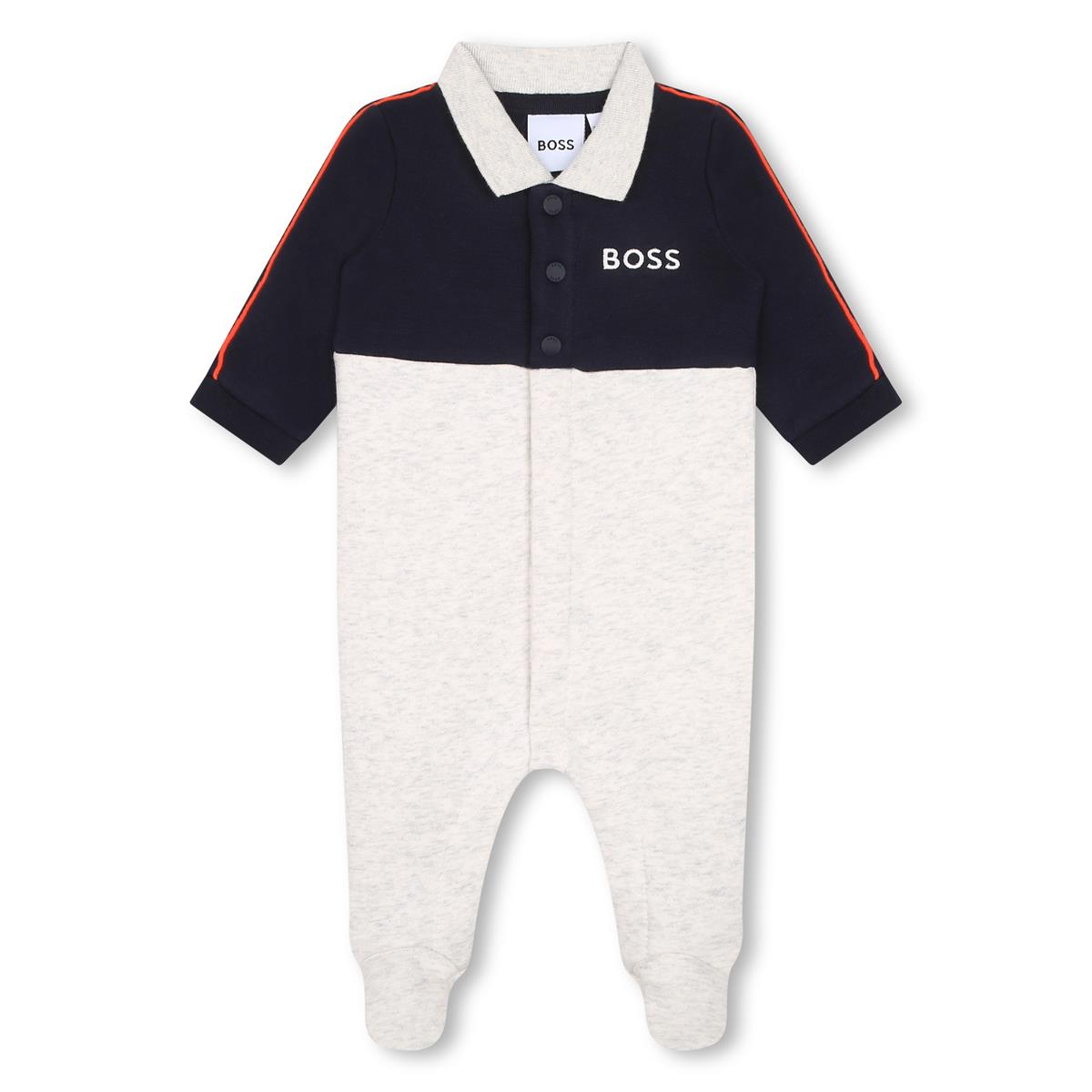 Baby Boys Grey Cotton Babysuit