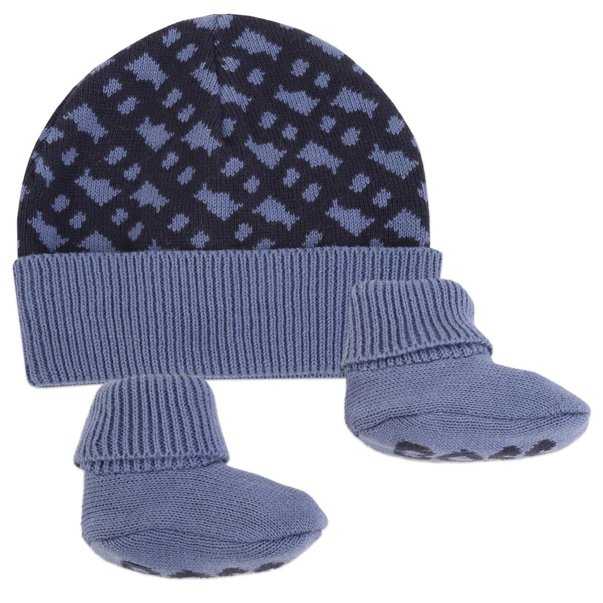 Baby Boys Navy Cotton Hat & Socks