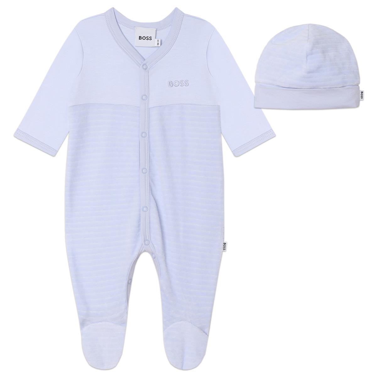 Baby Boys Light Blue Cotton Babysuit Set