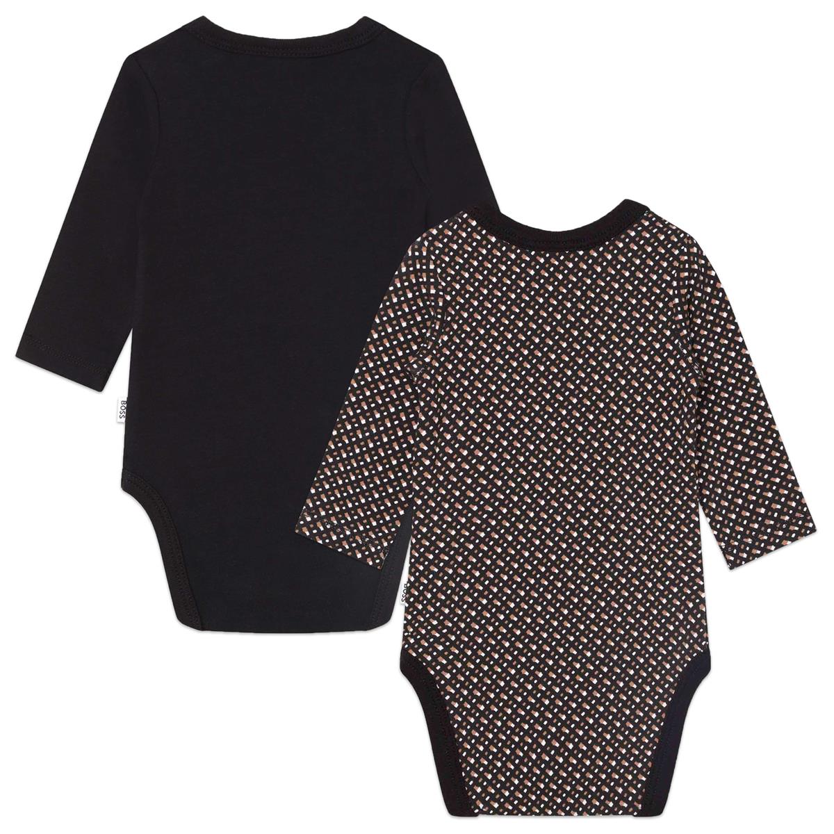 Baby Boys Black Cotton Babysuit Set