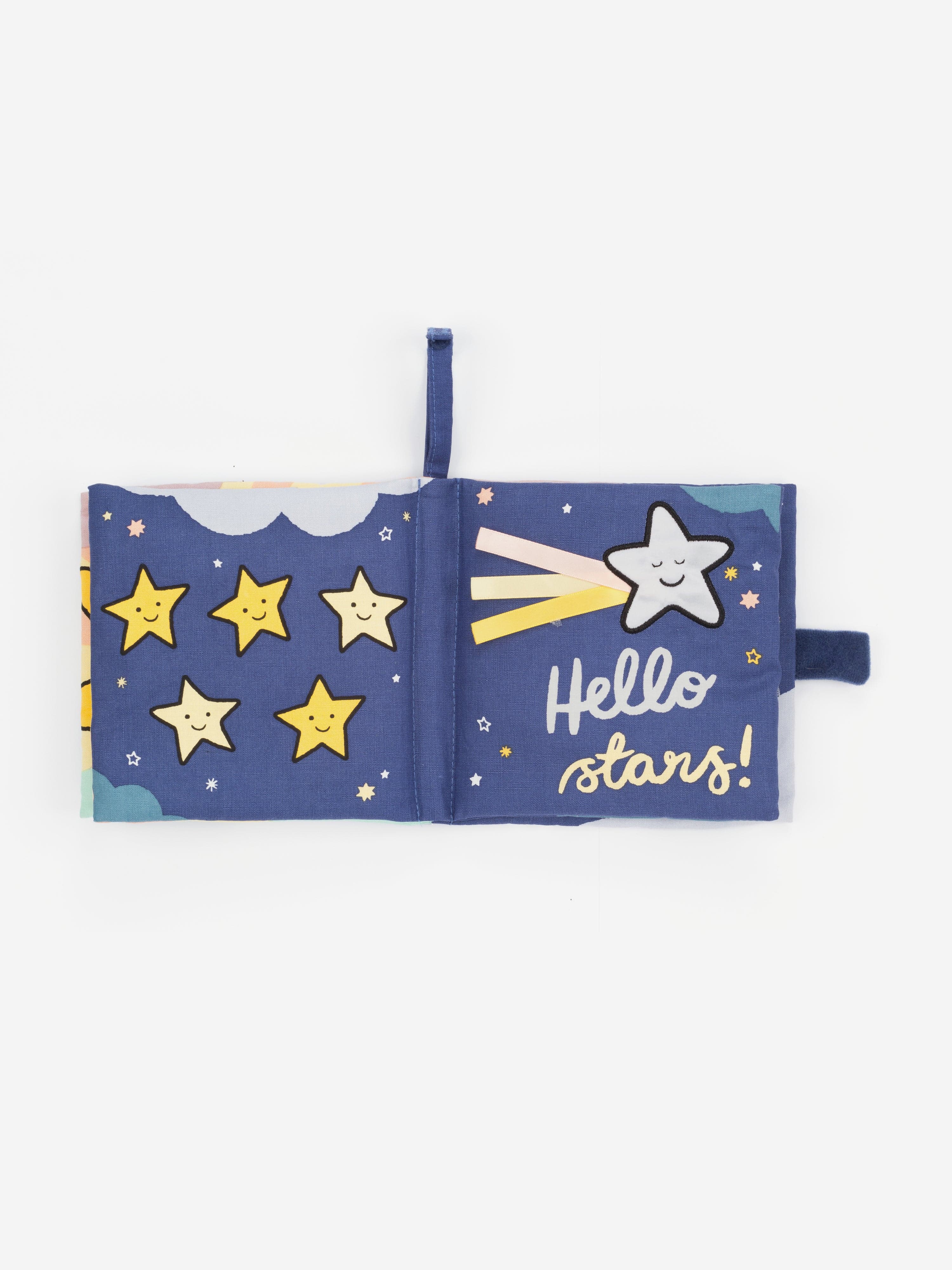 Hello Moon Fabric Book in Blue