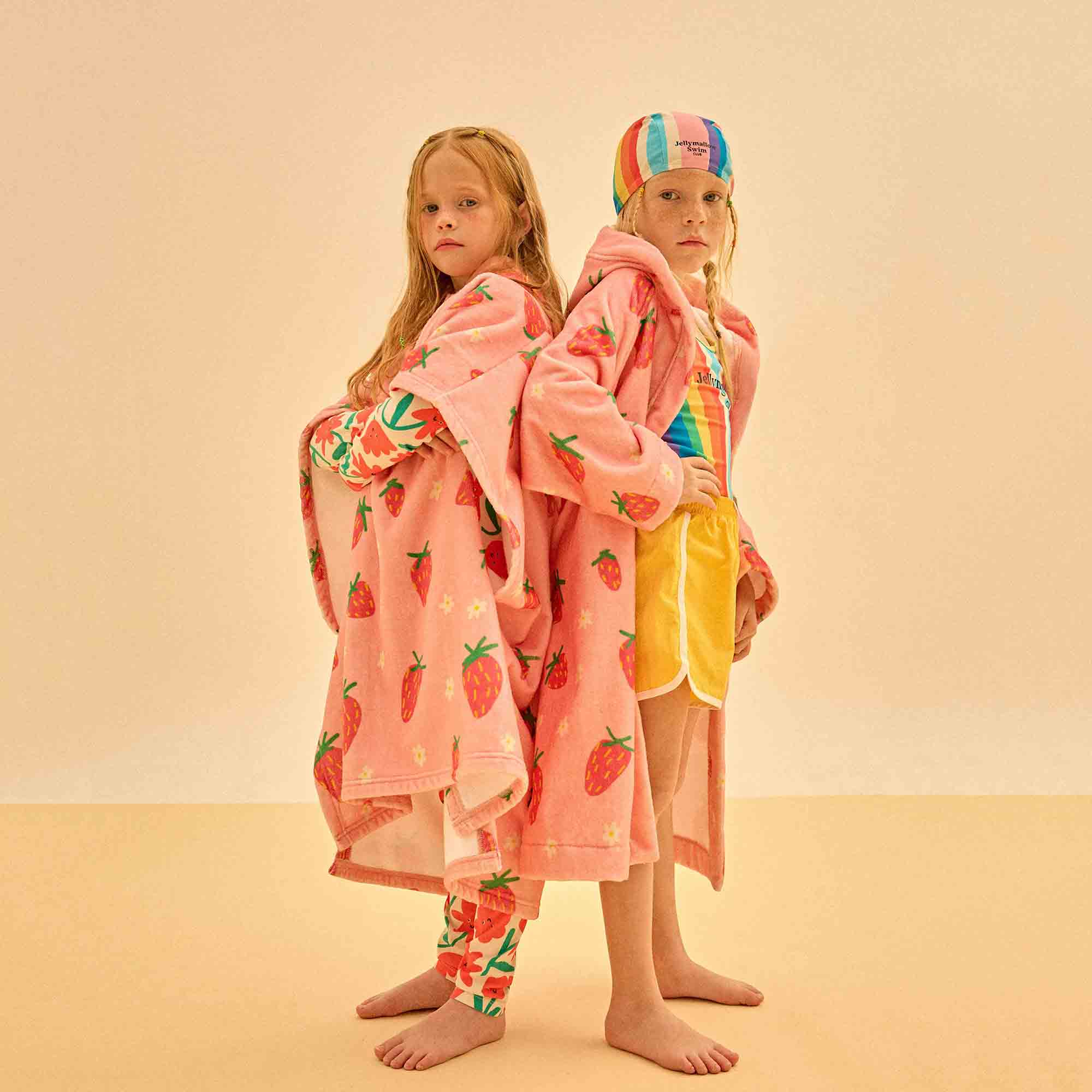 Girls Pink Strawberry Bathrobe