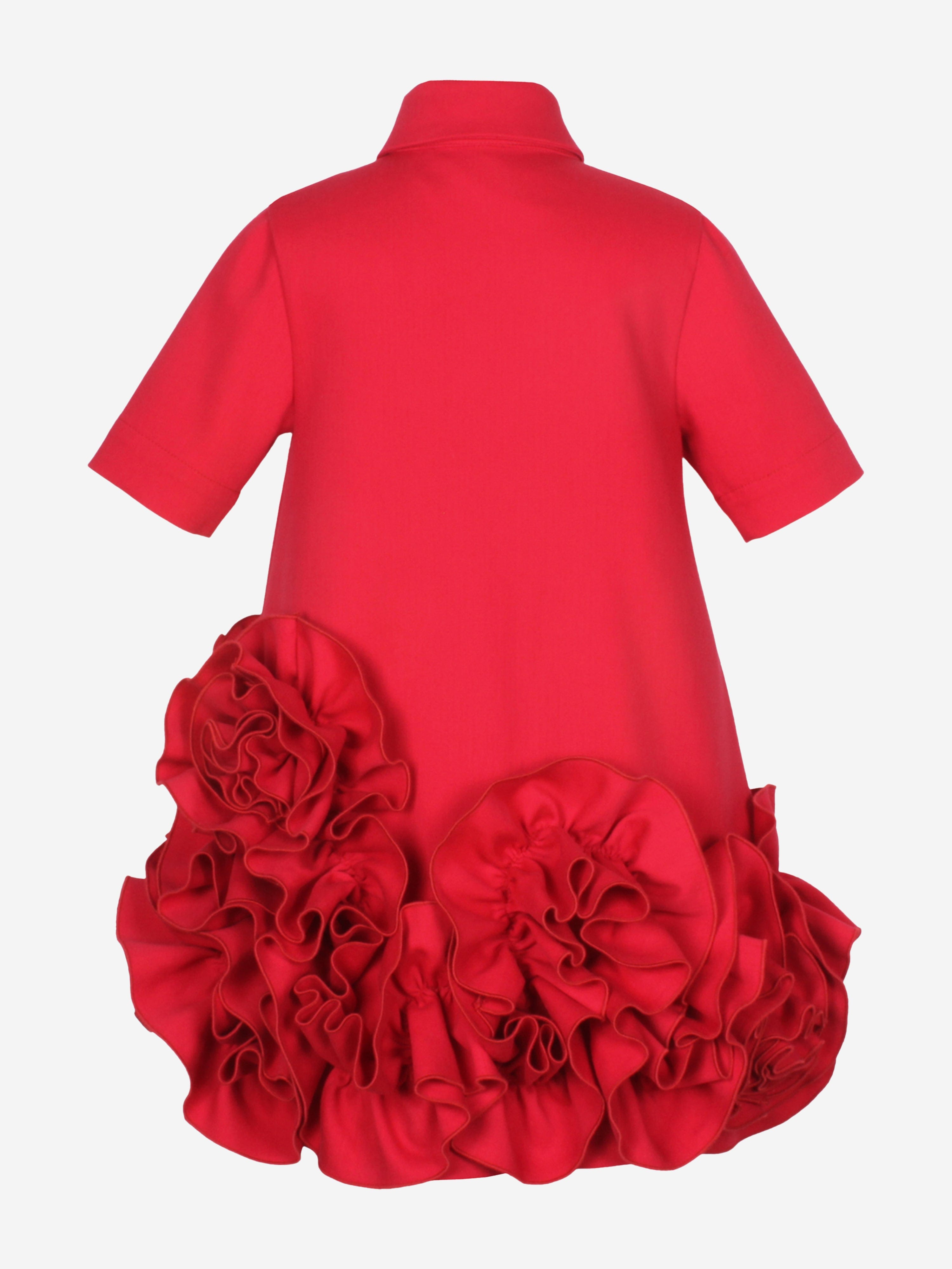 Jessie And James Girls Dream On Frilly Flower Dress in Red