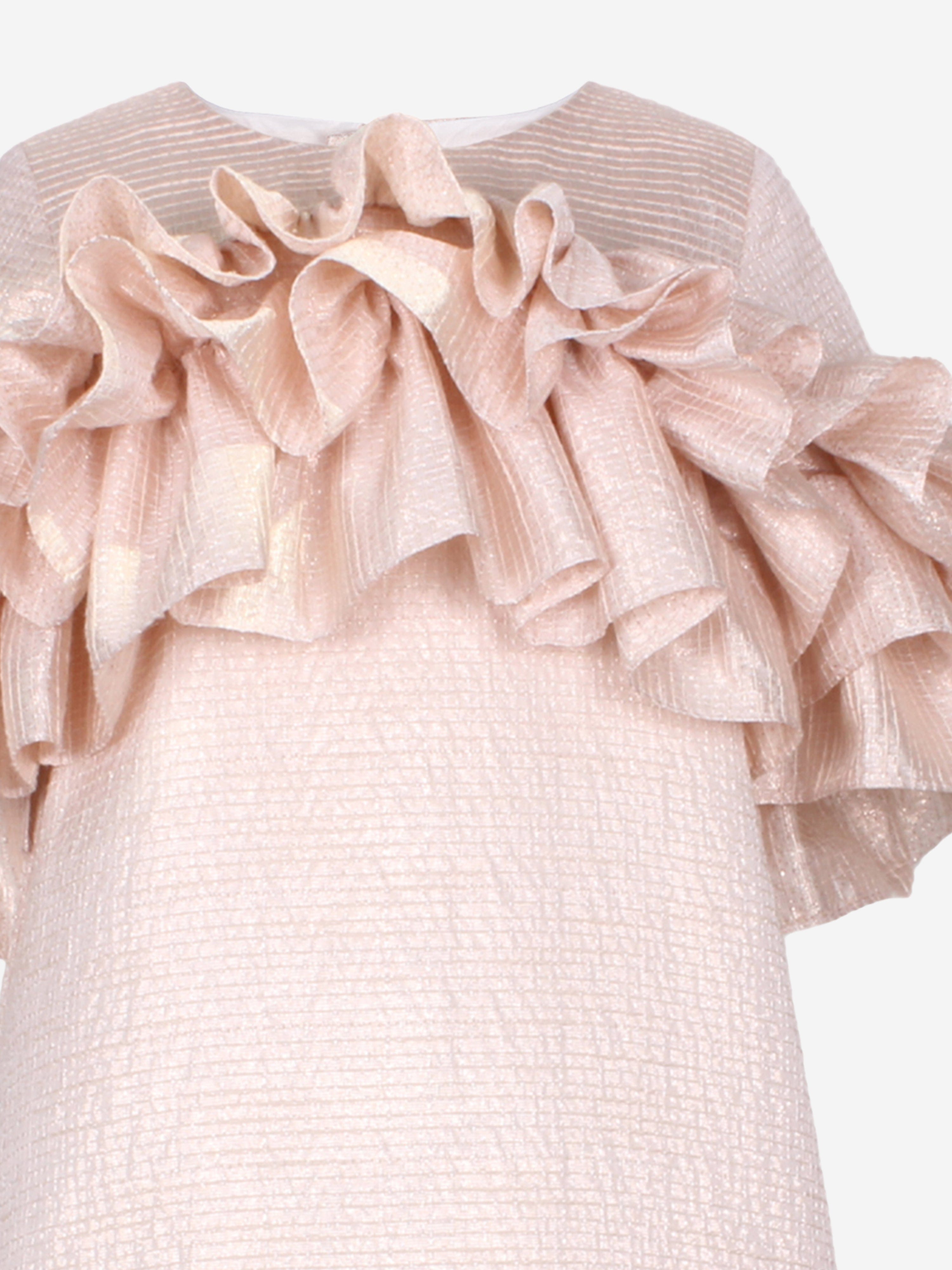 Jessie And James Girls Flutterby A-Line Ruffle Dress in Pink