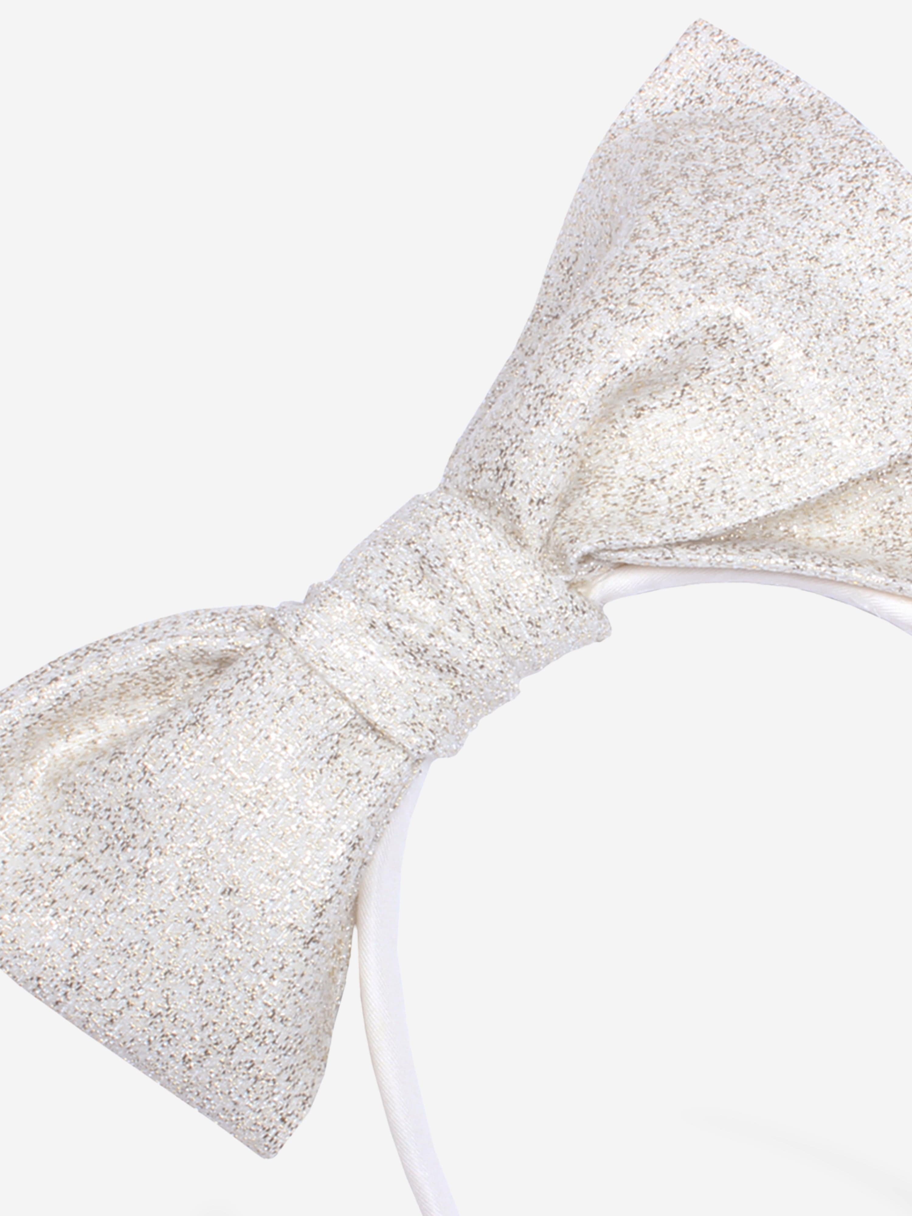 Girls Origami Jacquard Bow Headband in Gold