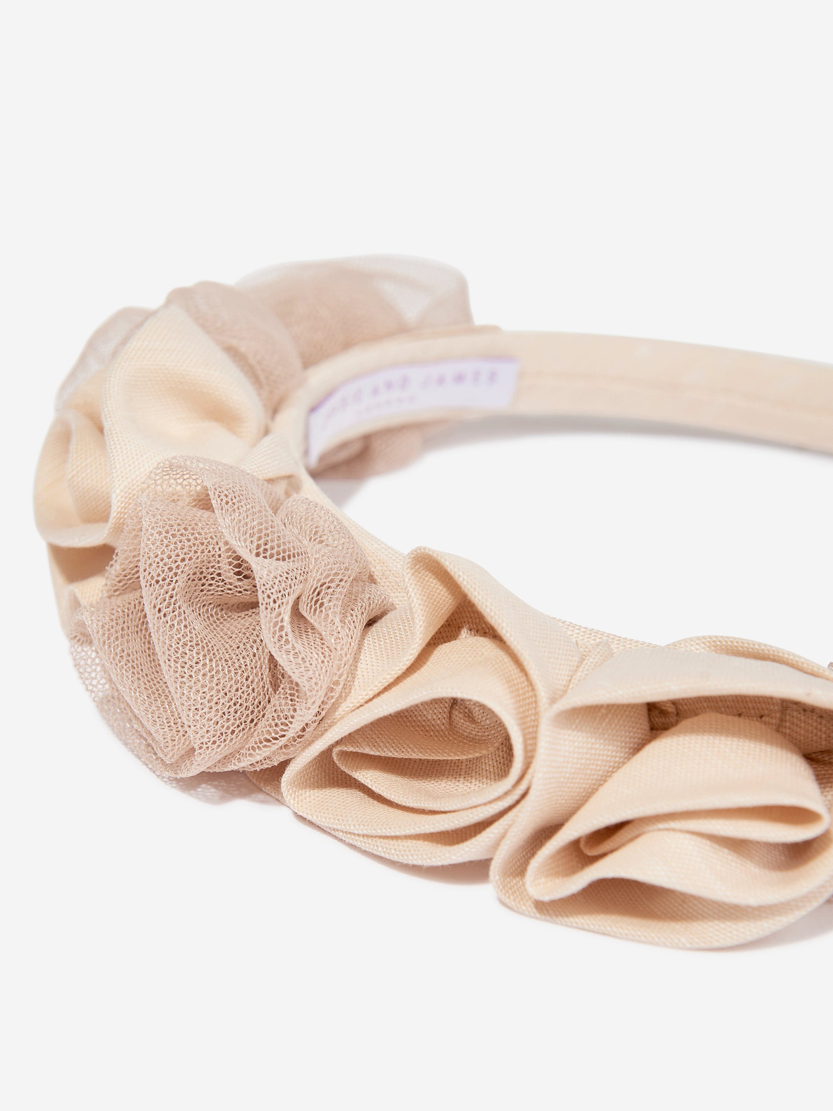 Girls Ring On Roses Headband in Beige