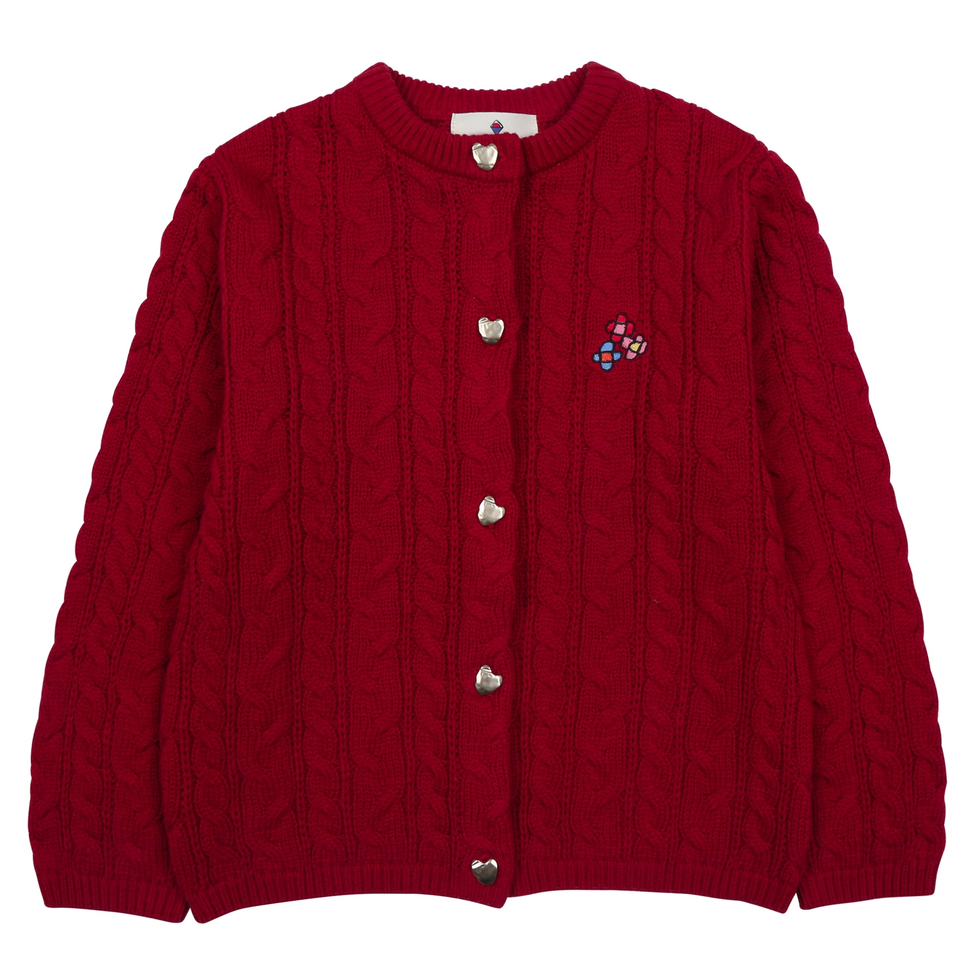 Girls Red Cotton Cardigan