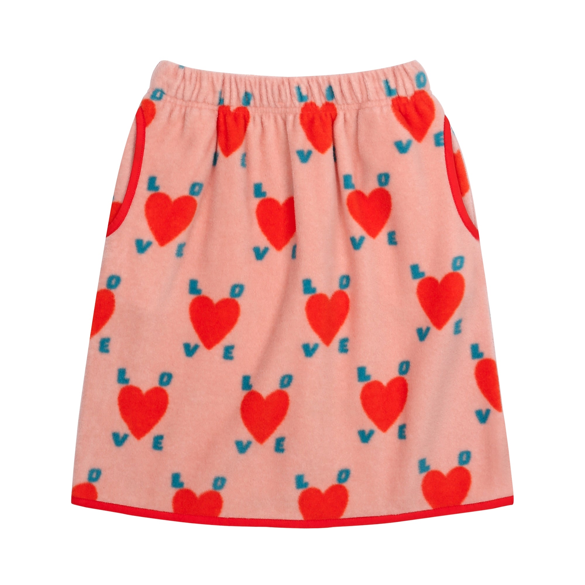 Girls Pink Heart Fleece Skirt